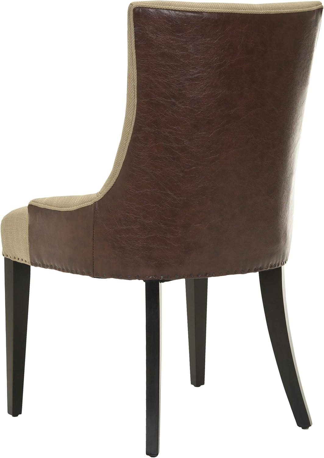 Becca 19''H Dining Chair with Silver Nail Heads - Cream/Leather - Safavieh