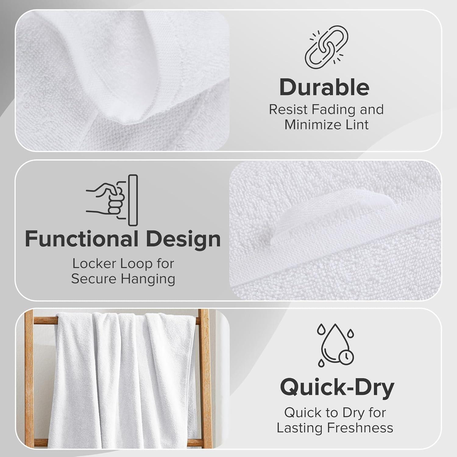 Ixir 4 Pieces Bath Towel Set for Bathroom, Turkish Towels 100% Cotton 27x54 in Extra Large Bath Towels 4-Pack, Bathroom Shower Towels, White