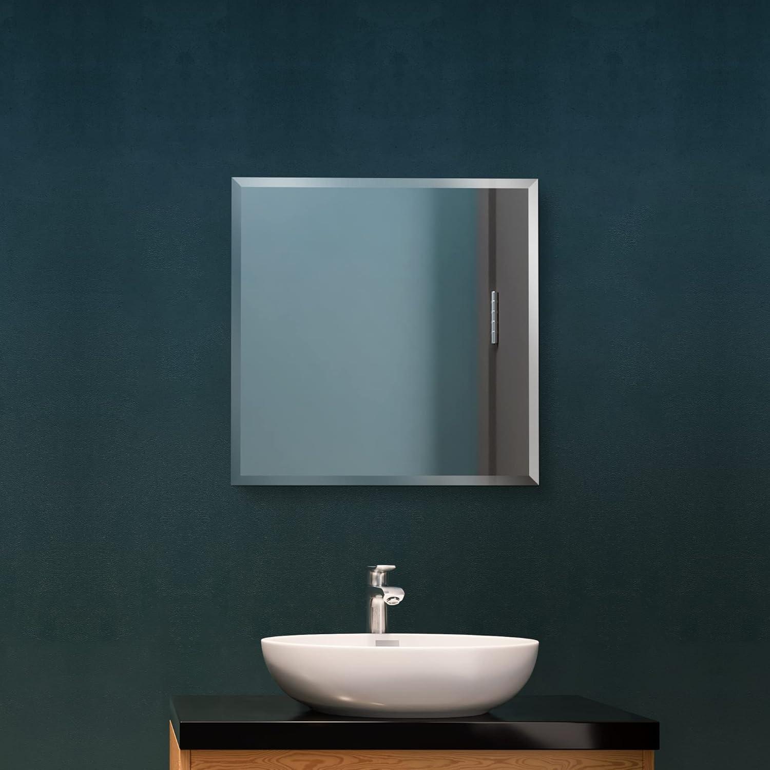 Fab Glass and Mirror Frameless Square Beveled Wall Mirror