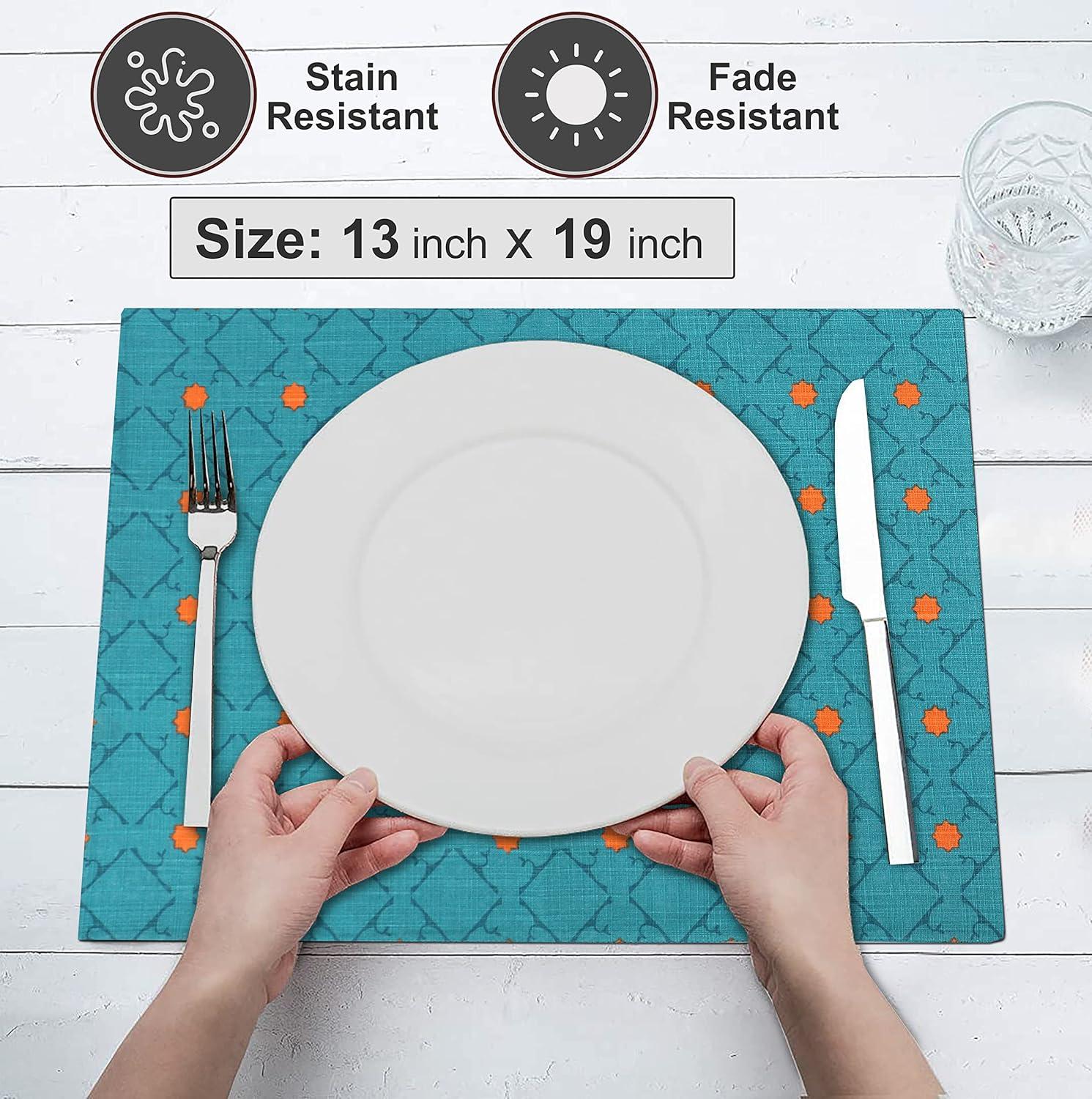 Ruvanti Dining Table Rectangle Placemats 100% Cotton Multi Pattern 13x19 Inches (Set of 6)