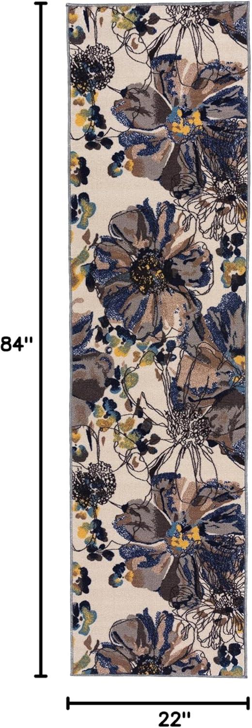 World Rug Gallery Modern Bright Flowers Non-Slip Area Rug