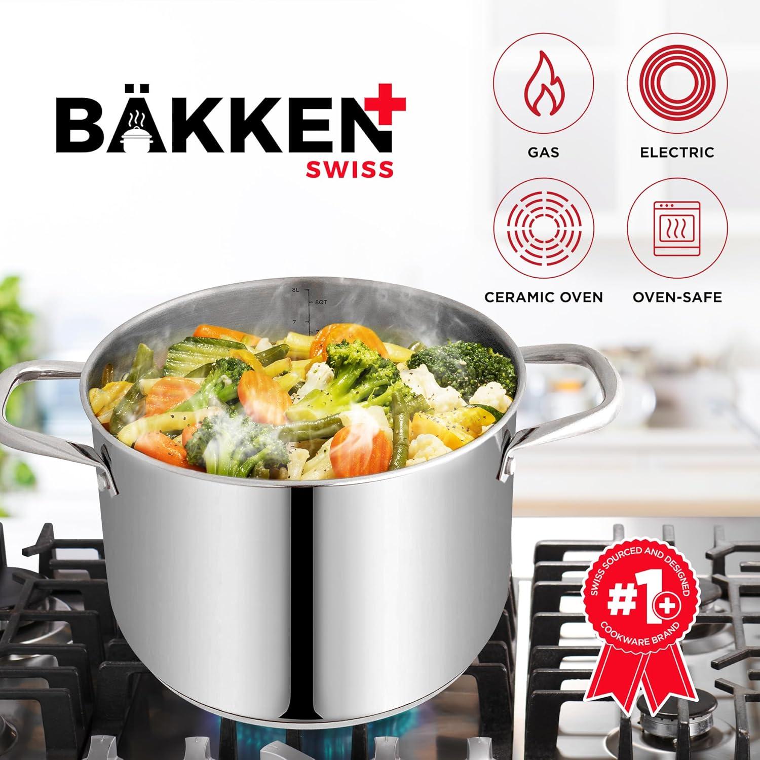 Bakken-Swiss 8-Quart Stainless Steel Stockpot with Glass Lid