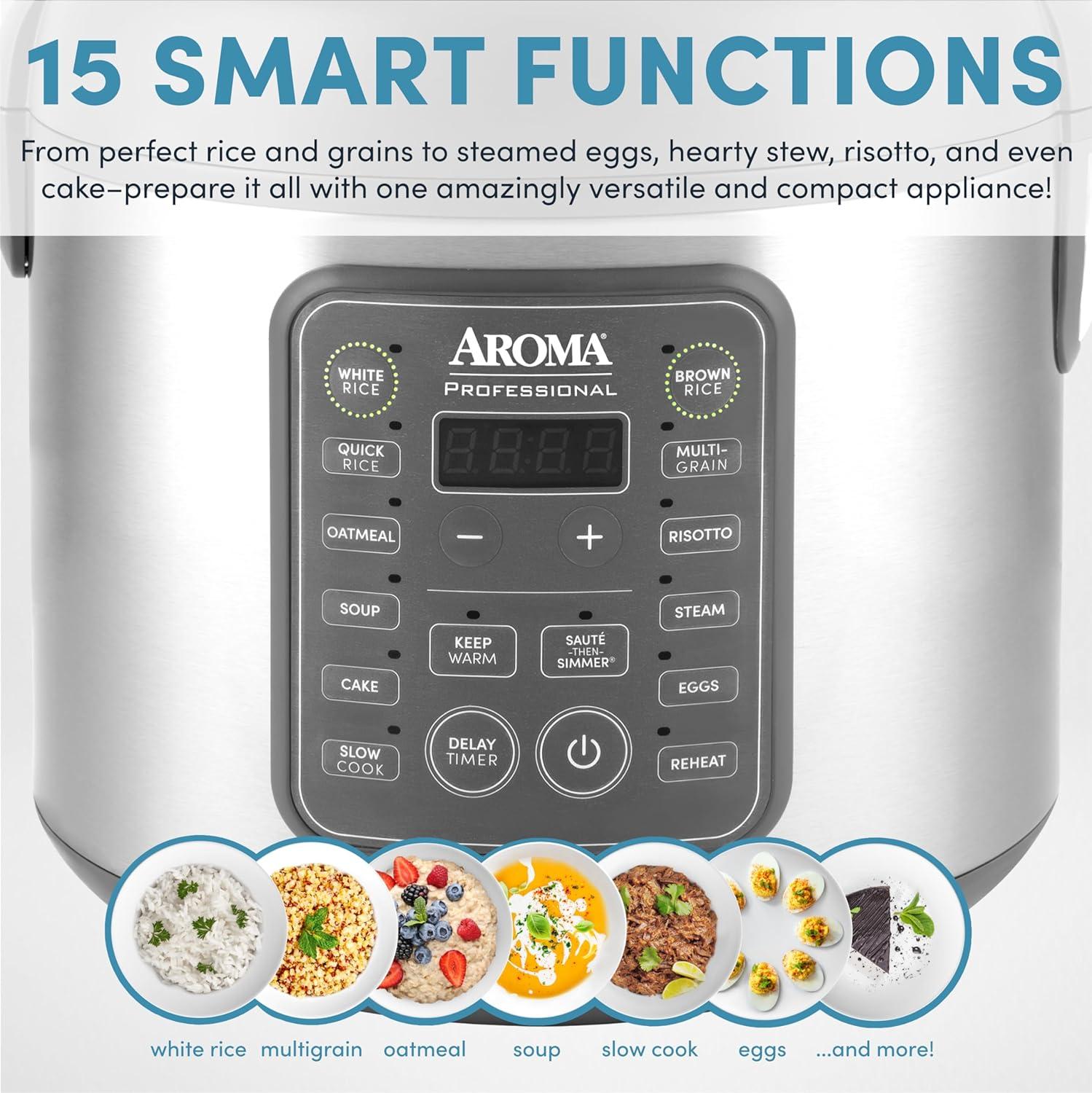 Aroma AROMA® Professional Digital Rice Cooker, 10-Cup (Uncooked) / 20-Cup (Cooked), Multicooker, Slow Cooker, 5 Qt