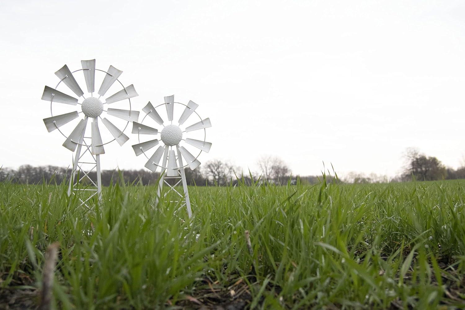 Small White Enamel Metal Windmill Table Decor - Foreside Home & Garden