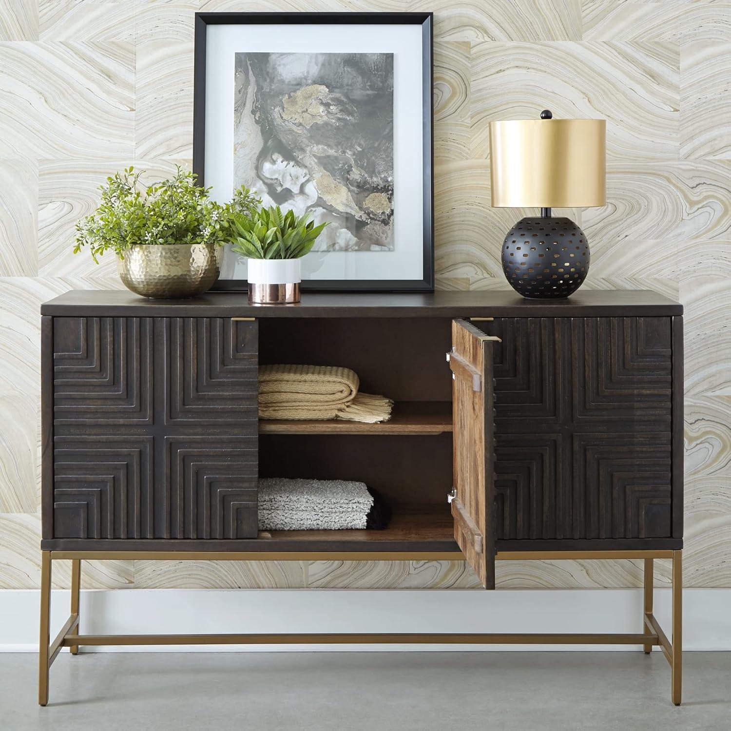 Signature Design by Ashley Contemporary Elinmore Accent Cabinet Brown/Gold Finish