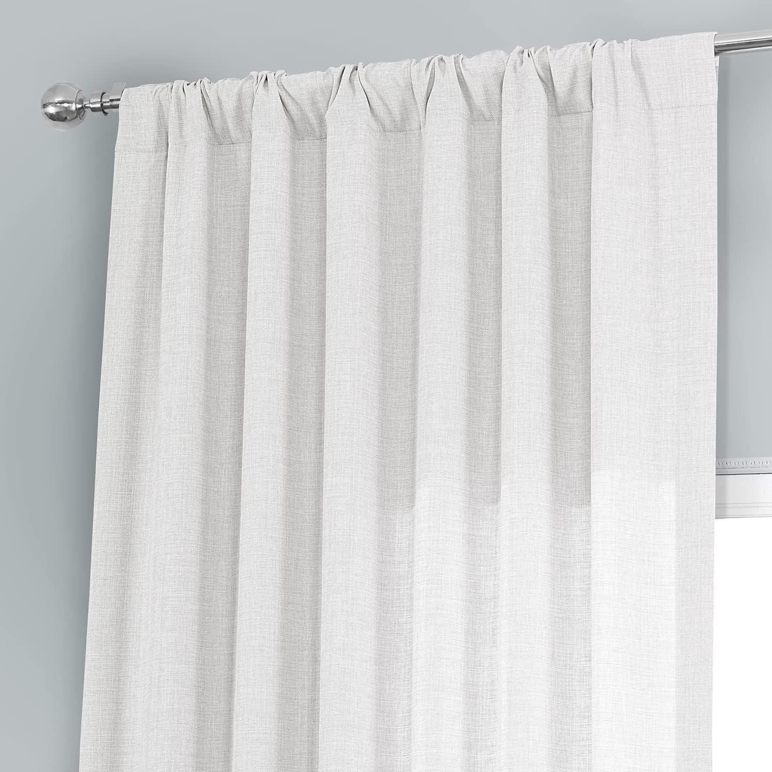 HPD Half Price Drapes Magnolia Off White Italian Faux Linen Room Darkening Curtains with Rod Pocket - 1 Panel - Window Curtains for Living Room & Curtains for Bedroom, 50W X 84L