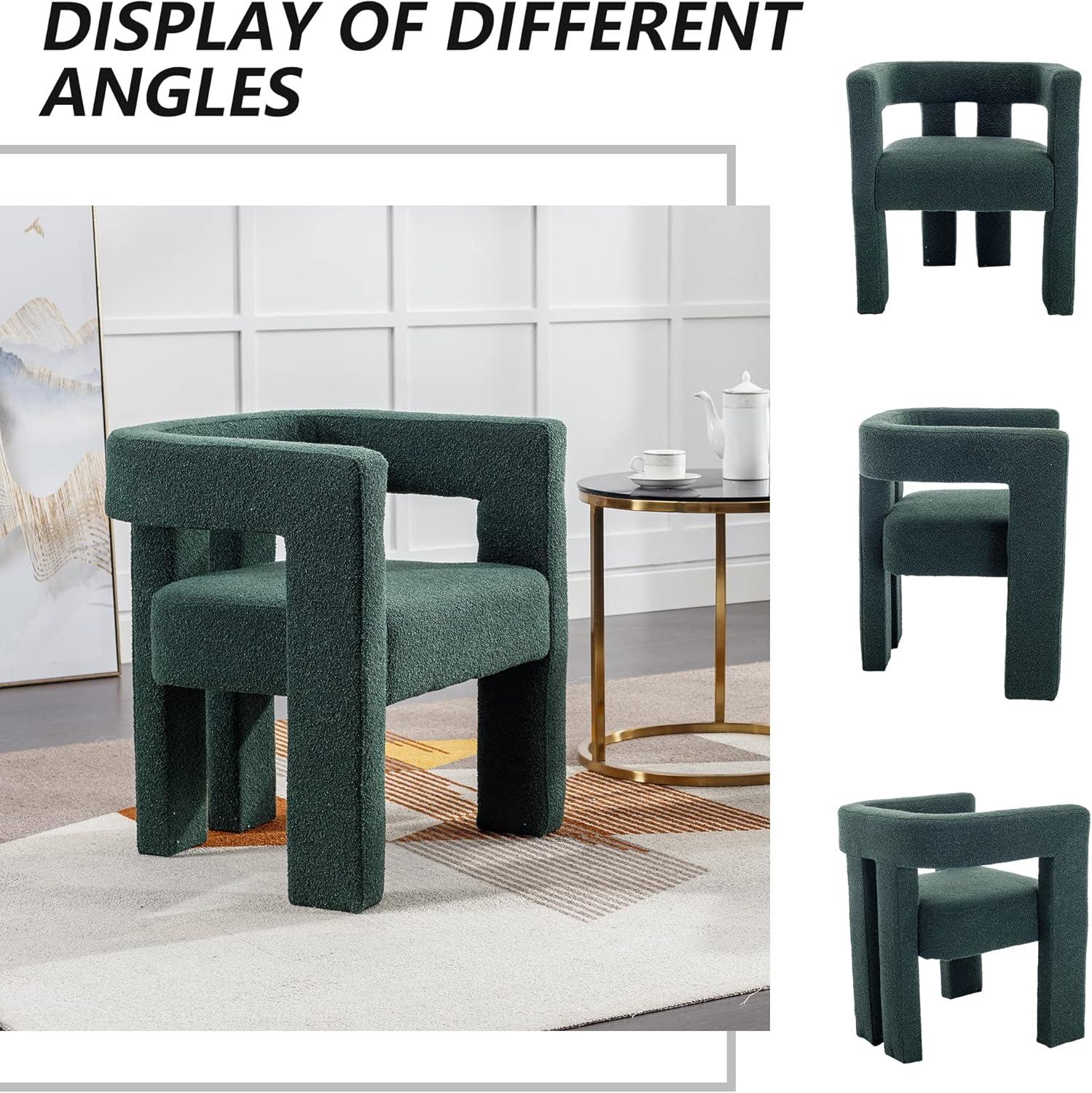 Emerald Green Velvet Upholstered Dining Chairs with Wood Legs, Set of 2