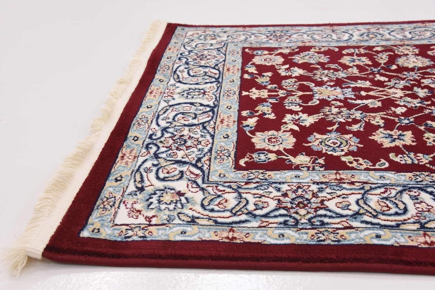 Rugs.com Rabia Collection Rug – 3' x 13' Runner Burgundy Low Rug Perfect For Hallways, Entryways