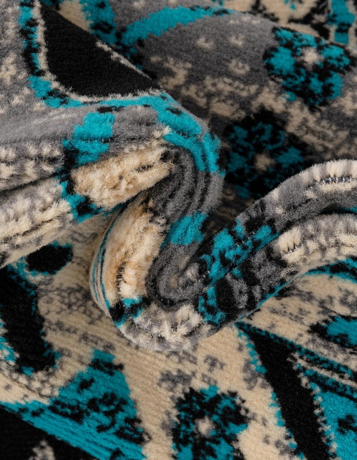 Unique Loom 2' 7 x 10' 0 Runner Turquoise Taftan Oasis Area Rug