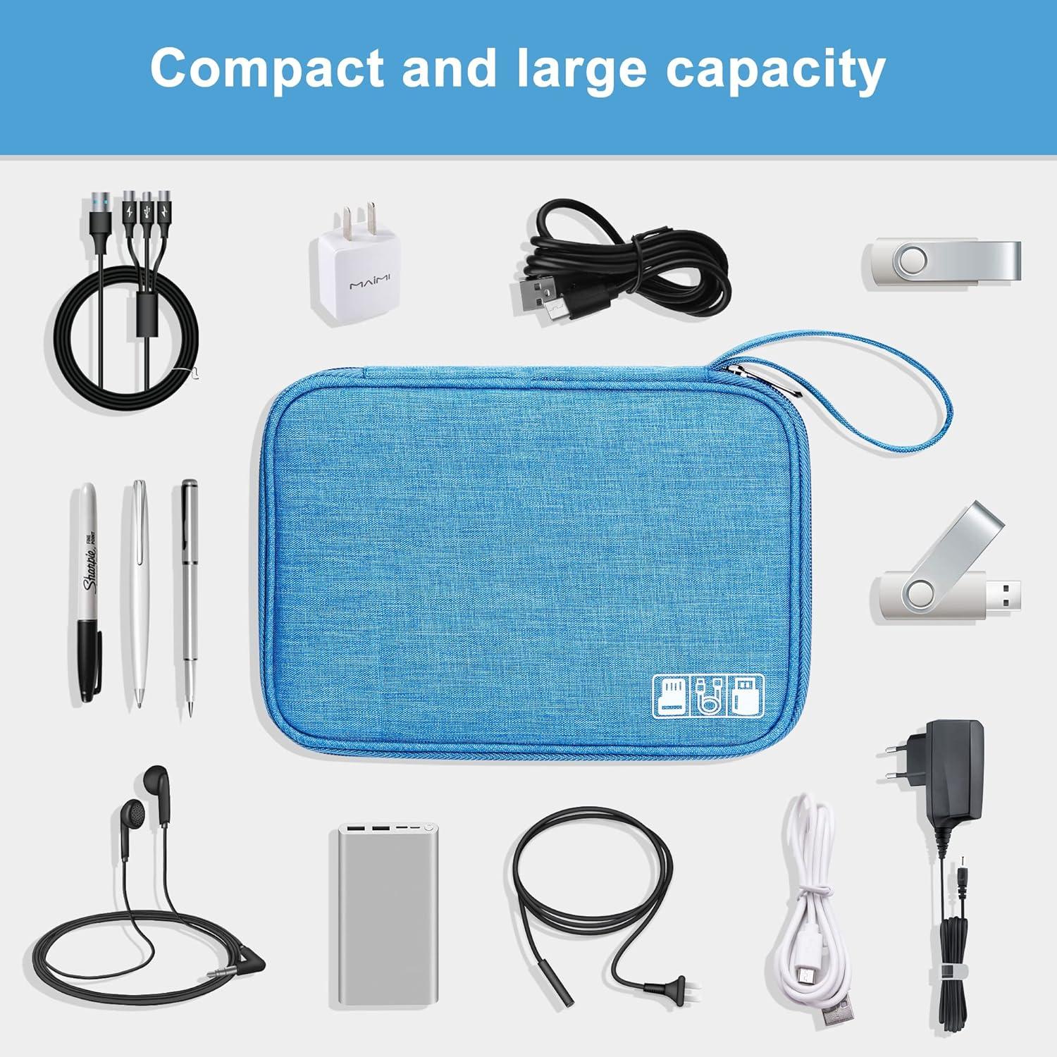 SELLYFELLY Travel Electronics Organizer Portable Cable Organizer Bag for Storage Electronic Accessories Case for Cord,Phone,Charger,Flash Drive (Sky Blue)