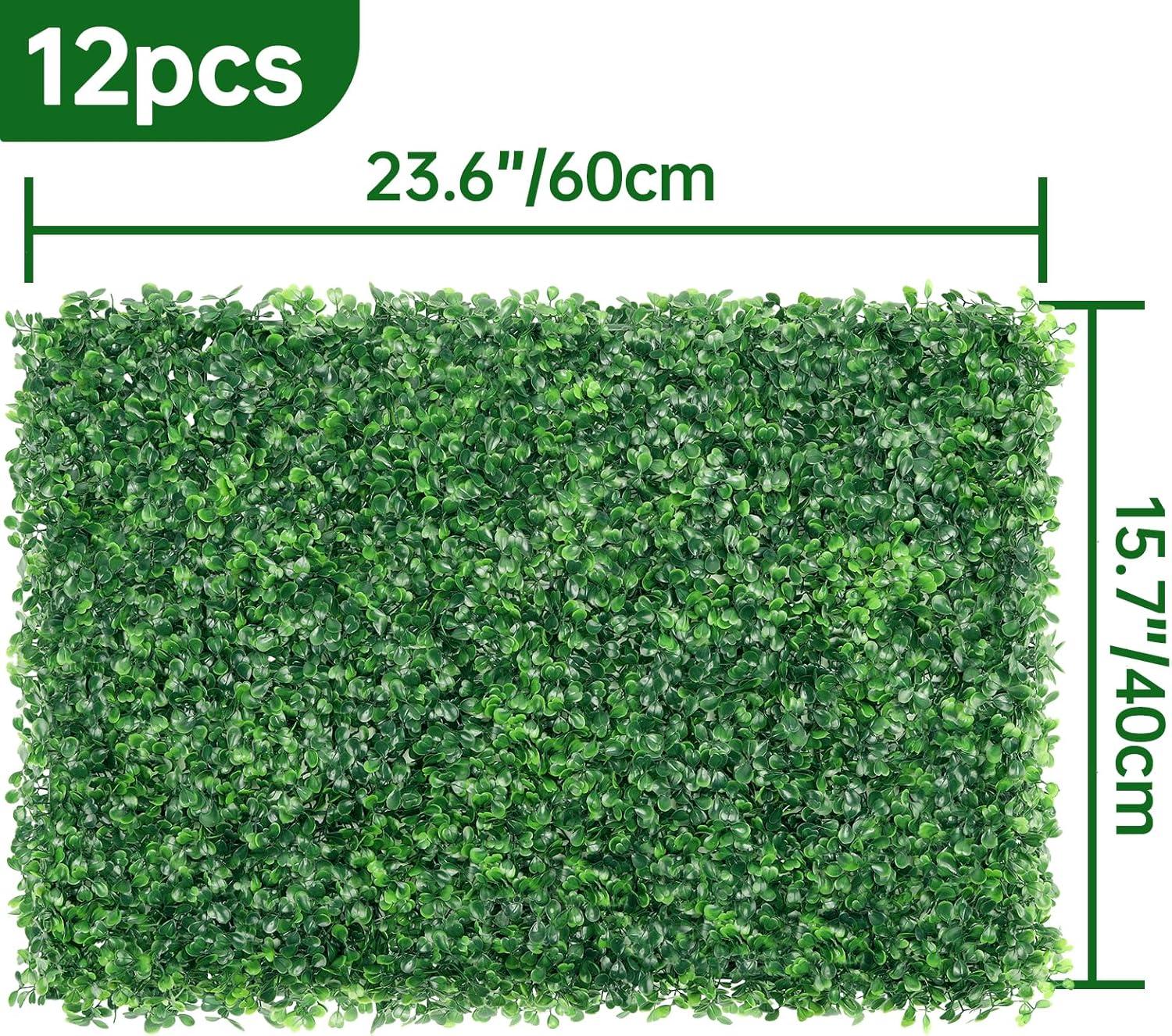 Primrue 12PCS 16" X 24" Artificial Boxwood Panels,Boxwood Hedge Wall Panels,Artificial Grass Backdrop Wall 1.6", Privacy Hedge Screen UV Protected For Outdoor Indoor Garden Fence Backyard