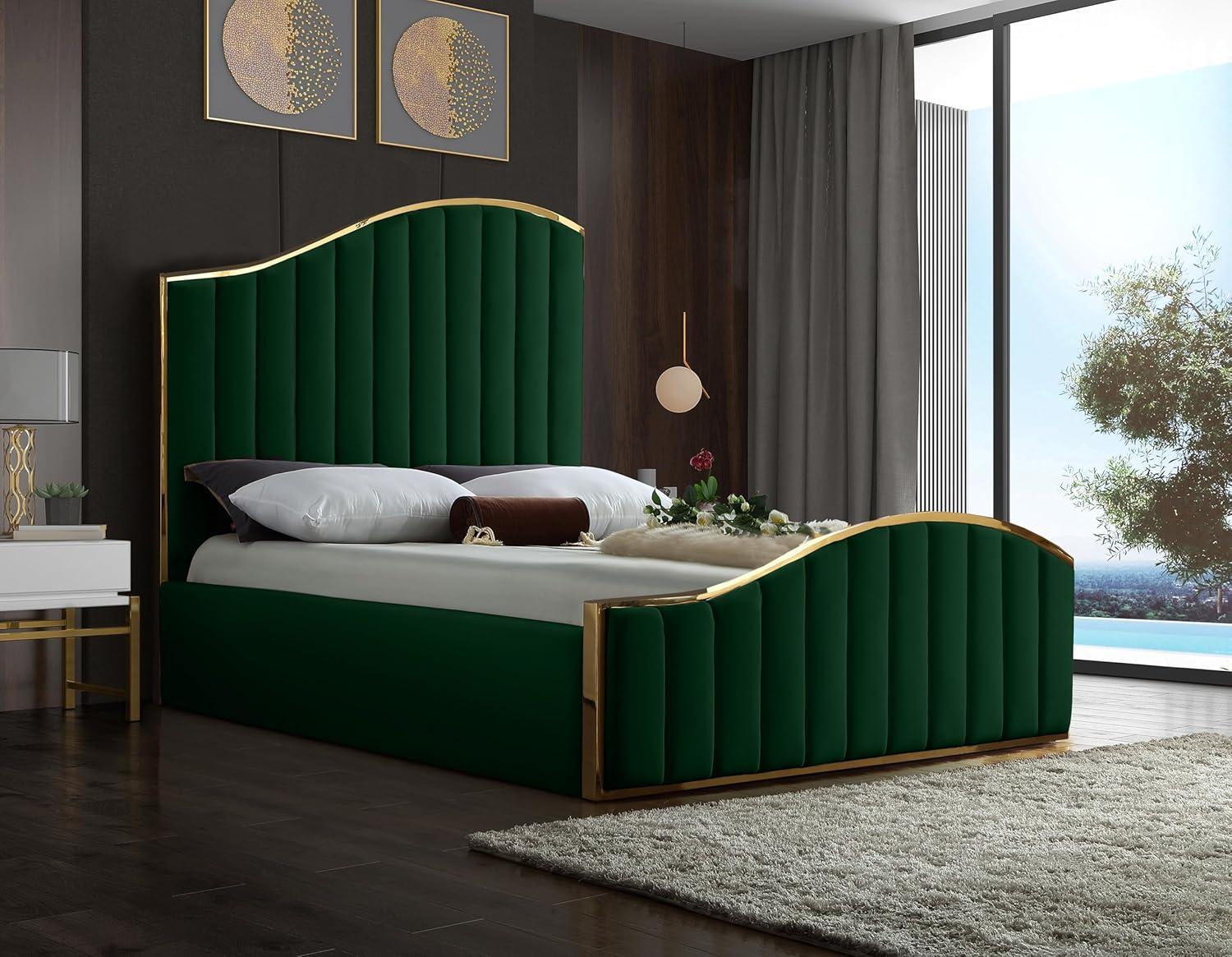 Meridian Furniture Jolie Contemporary Metal Platform Bed, Queen/Full, Green