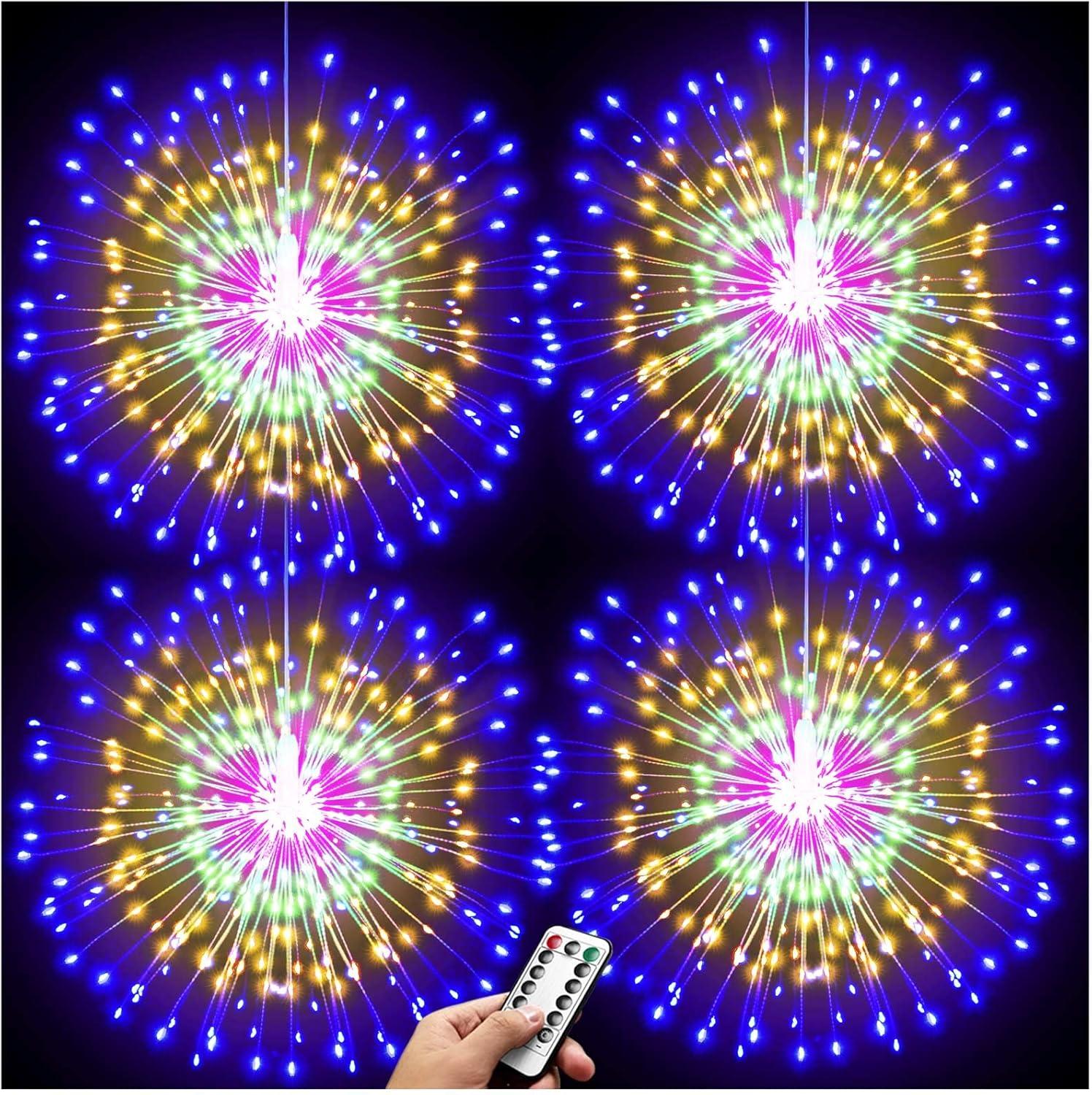 XYKA 200 LED Battery Operated Copper Wire Fairy Lights with Remote 8 Modes Deformable Star Sphere Hanging String Lights for Bedroom Christmas Wedding Patio Garden Timer Warm White Ceiling Decorations