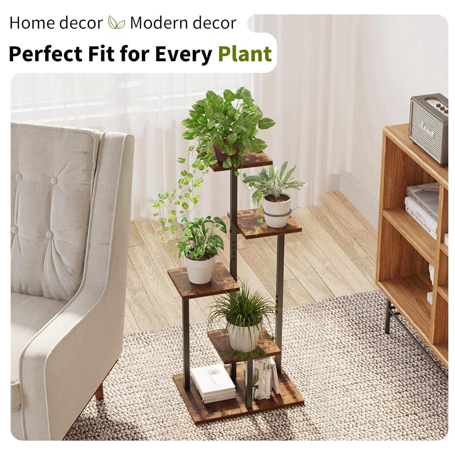 4 Tier Plant Stand Indoor, Tiered Plant Stands for Indoor Plants Multiple, Corner Flower Stand for Living Room, Multi-Layer Vintage Design Plant Shelf