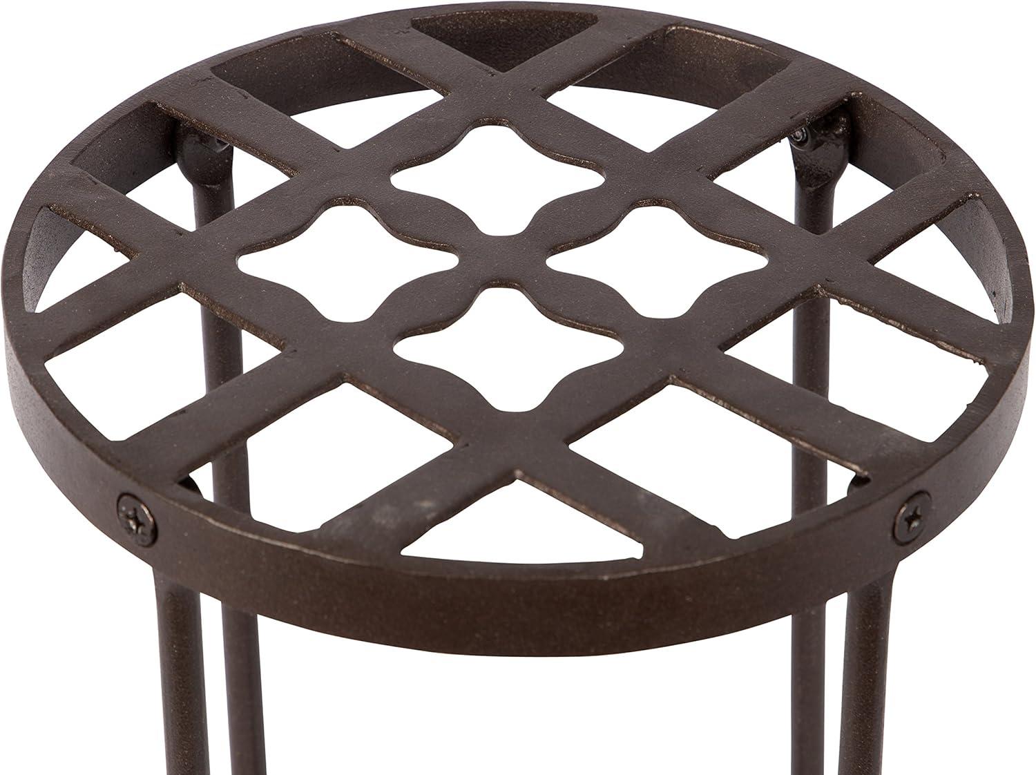 Small Round Iron Table Flowers Plant Stand - ACHLA Designs: Contemporary Freestanding Outdoor Holder, No Assembly Required