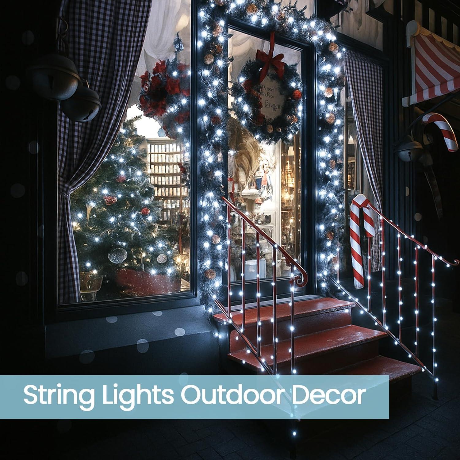 2-Pack Solar String Lights for Outside, Total 200LED Solar Fairy Lights Waterproof, Outdoor Twinkle Light Copper Wire 8 Modes Fairy Light for Xmas Tree Party Wedding Decor (Warm White)