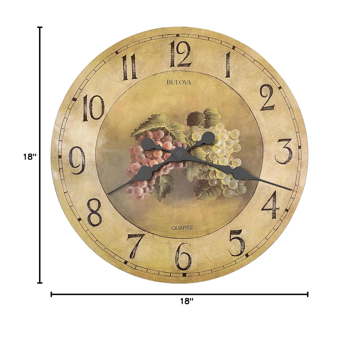 Bulova Clocks Antique Style Fruit Pattern Dial 18" Diameter Wall Clock