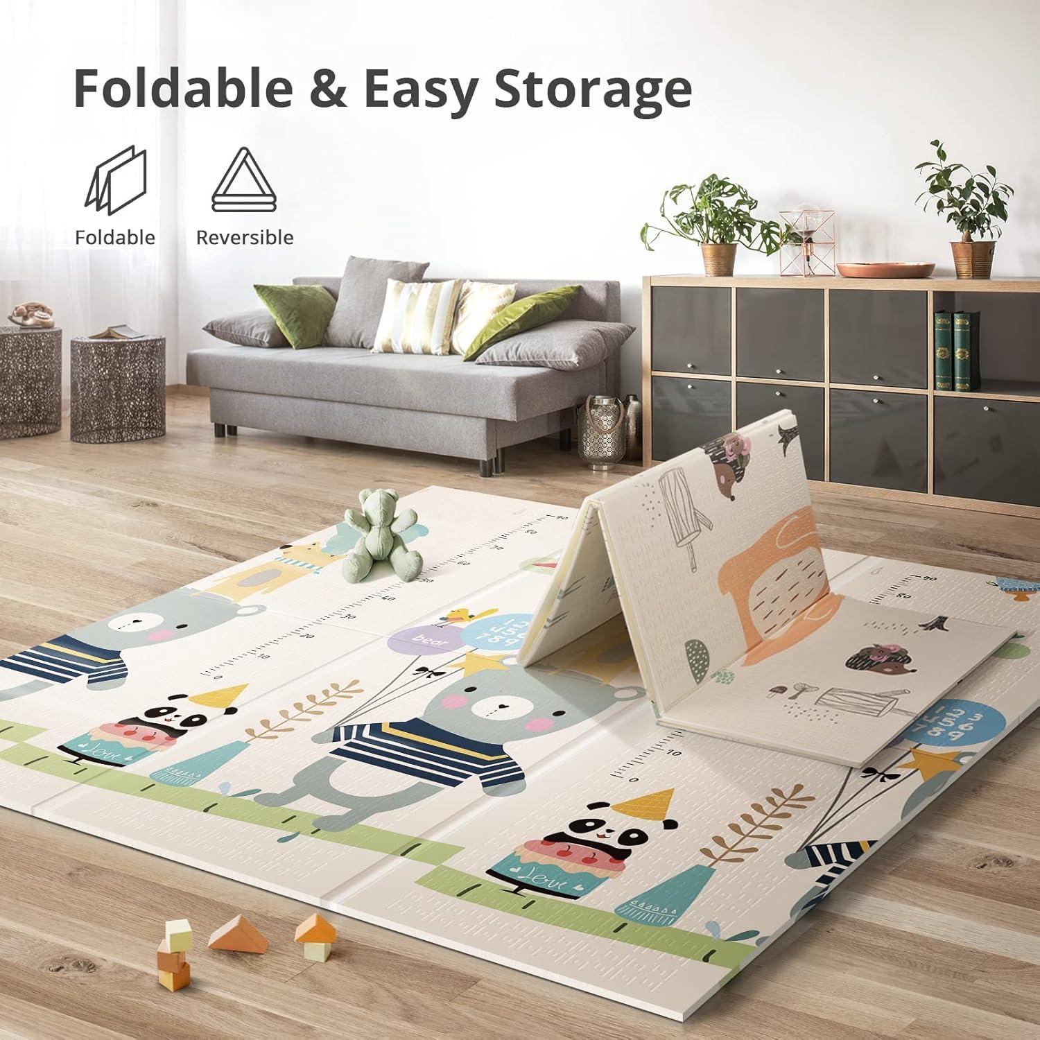 Extra Large Foldable Beige Foam Baby Play Mat