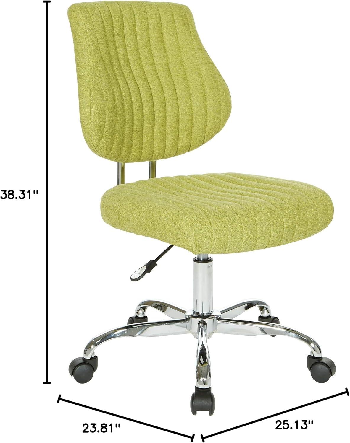 Sunnydale Office Chair in Basil Green Fabric with Chrome Base