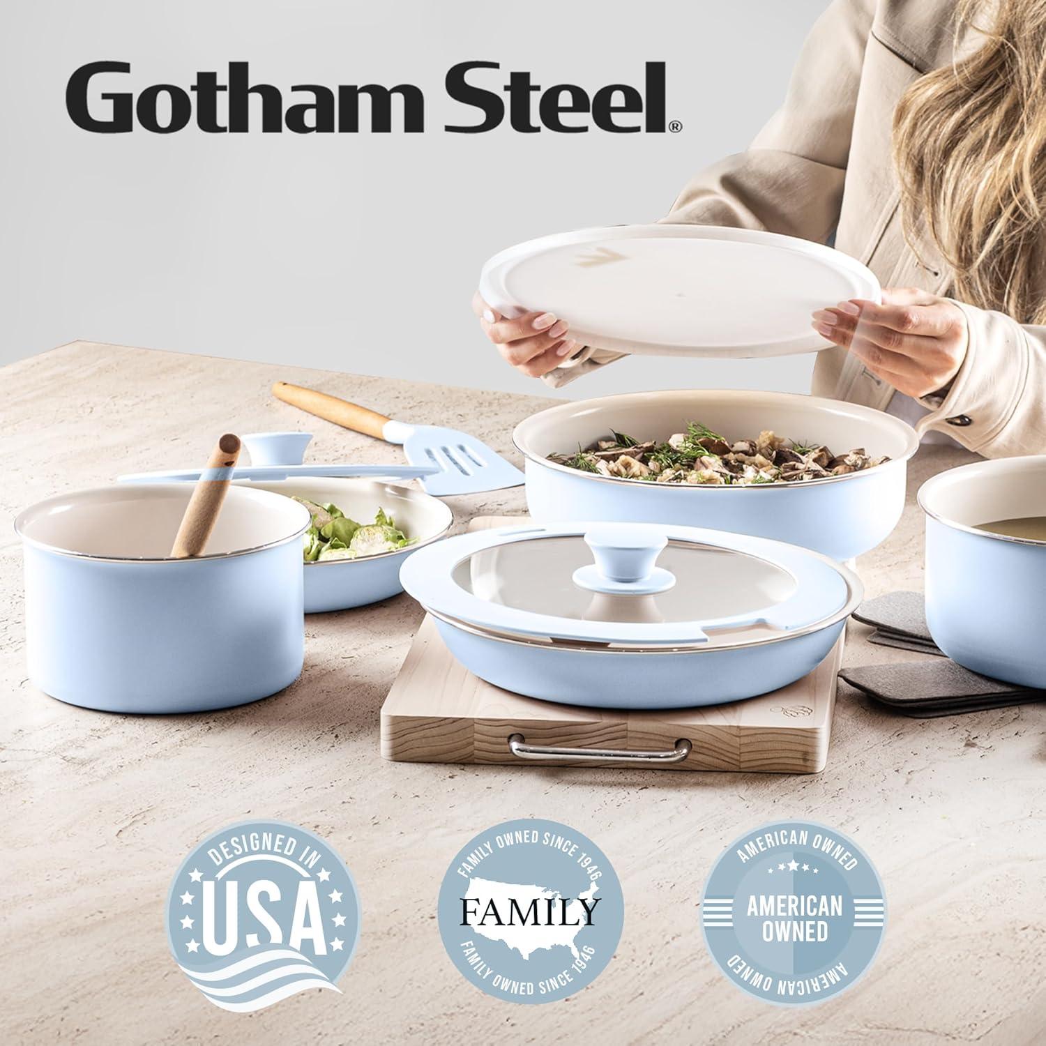 Gotham Steel Gotham Steel 18 Piece Detachable Handle Ceramic Nonstick Cookware Set