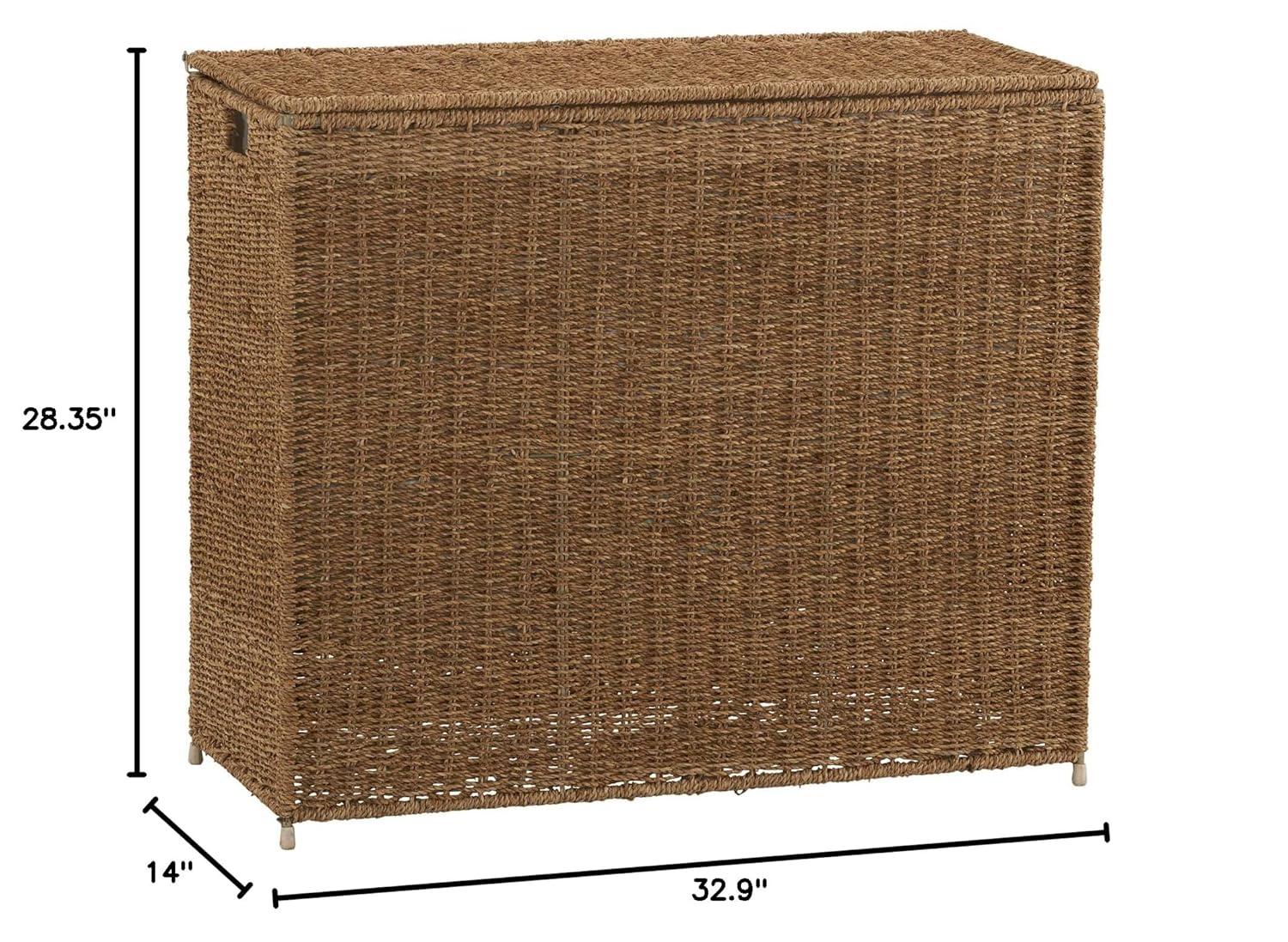 3 Compartment Laundry Sorter, Wicker Laundry Sorter, Gray