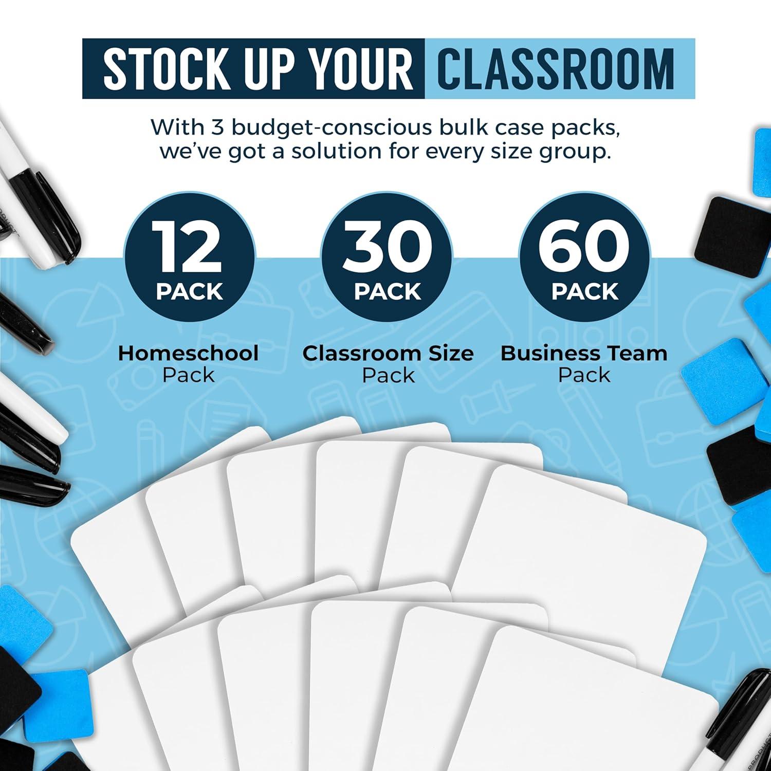 Dry Erase Lapboards Student Pack of 30 | 9 x 12 inch Double Sided White Boards (Plus Accessories) | Small Mini White Dry Erase Boards for Students Whiteboards, Teacher Supplies, Classroom