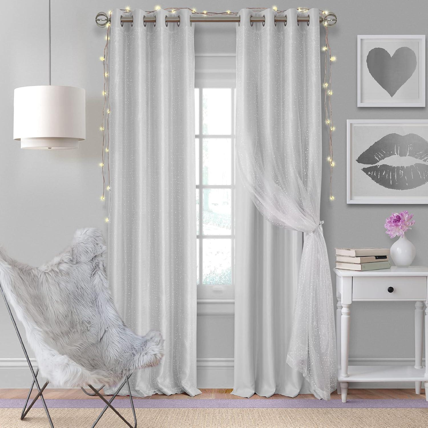 Pearl Gray Kids Room Darkening Faux Silk Curtain Panel