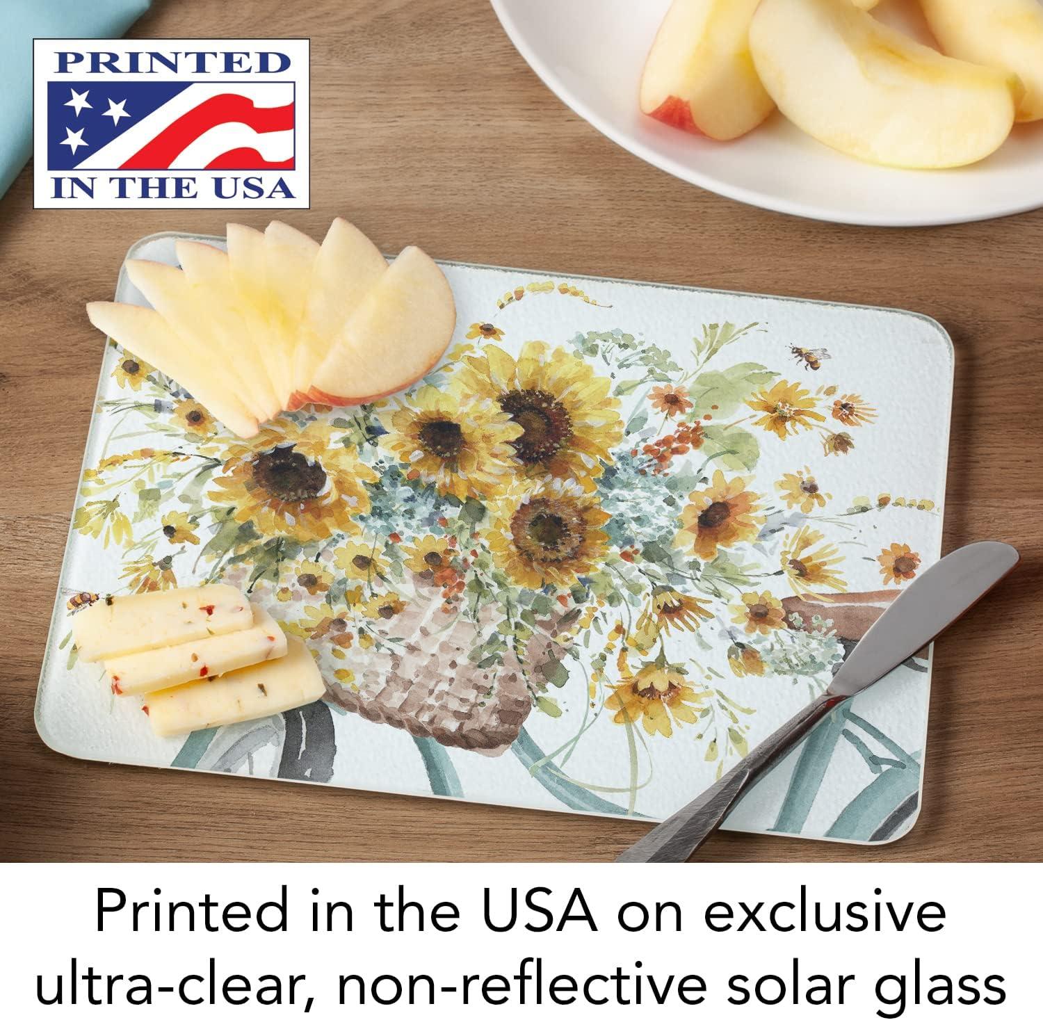 Sunflowers Forever Tempered Glass Cutting Board 10" x 8"