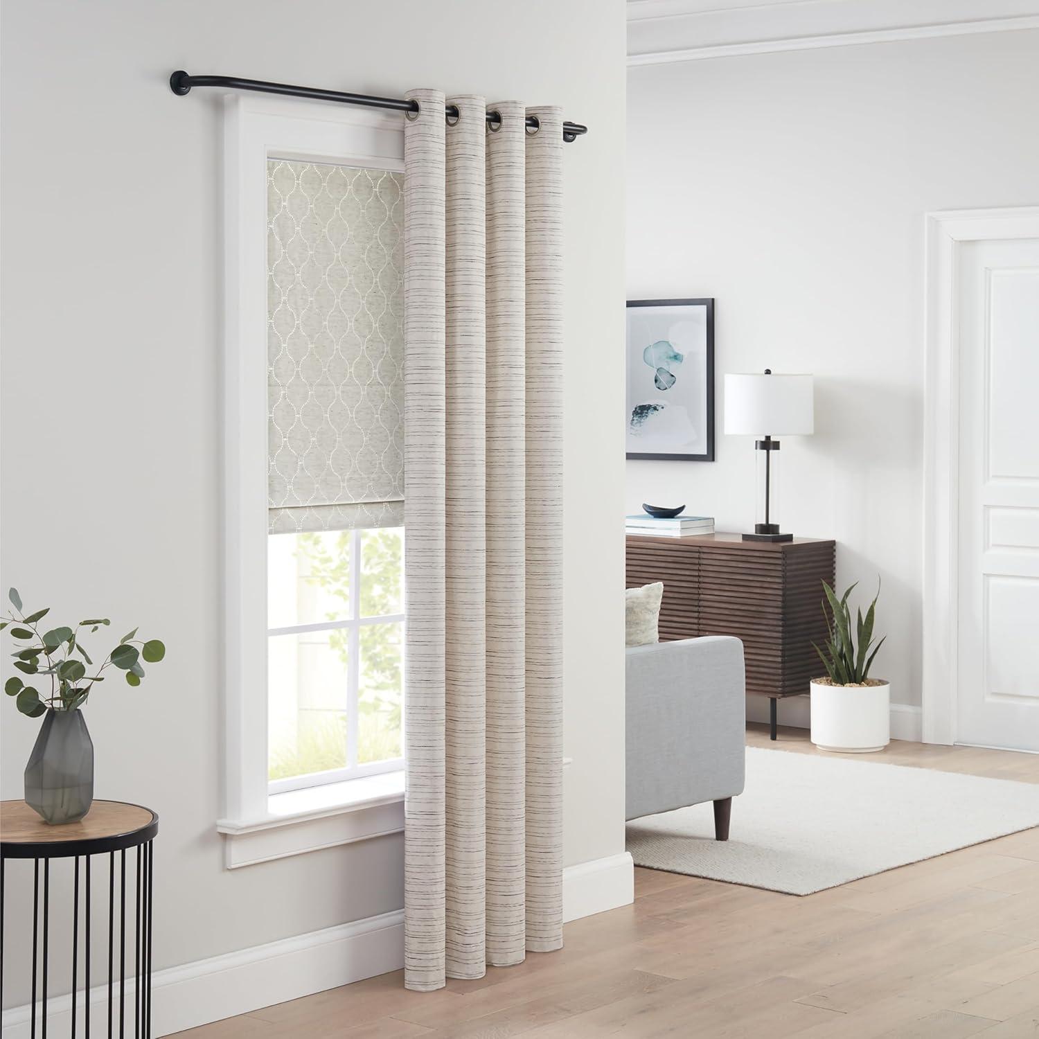 Eclipse Barnes 1" Blackout Wrap Curtain Rod, 28-48", Matte Black