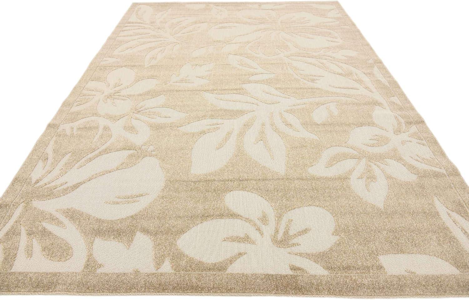 Unique Loom 7' 1 x 10' 0 Beige Outdoor Botanical Jacksonville Area Rug