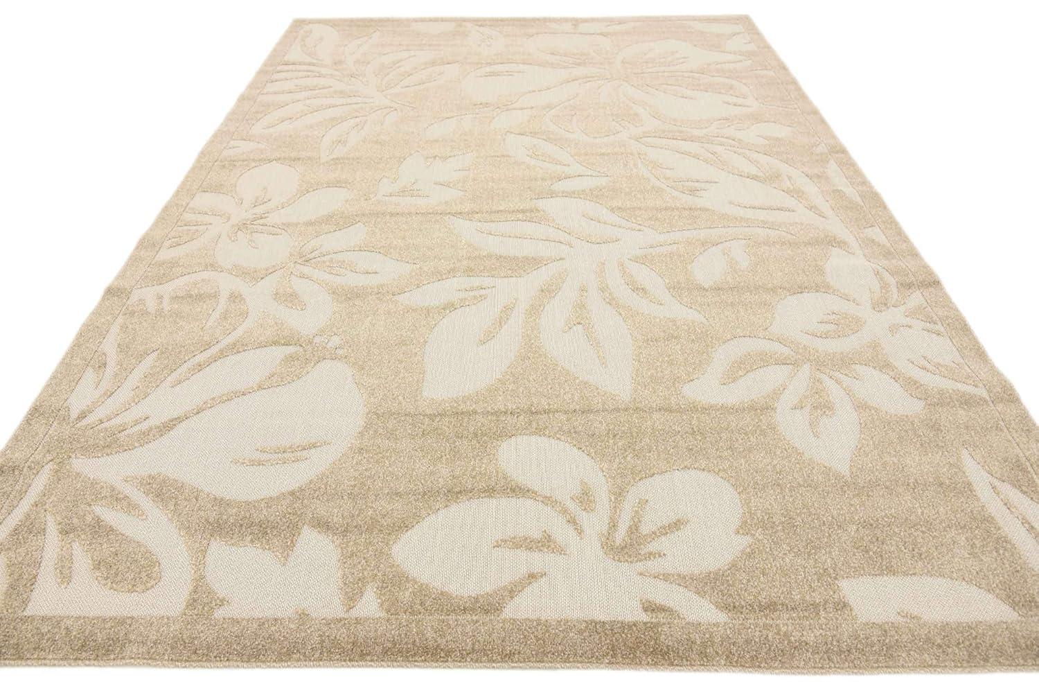 Unique Loom 7' 1 x 10' 0 Beige Outdoor Botanical Jacksonville Area Rug