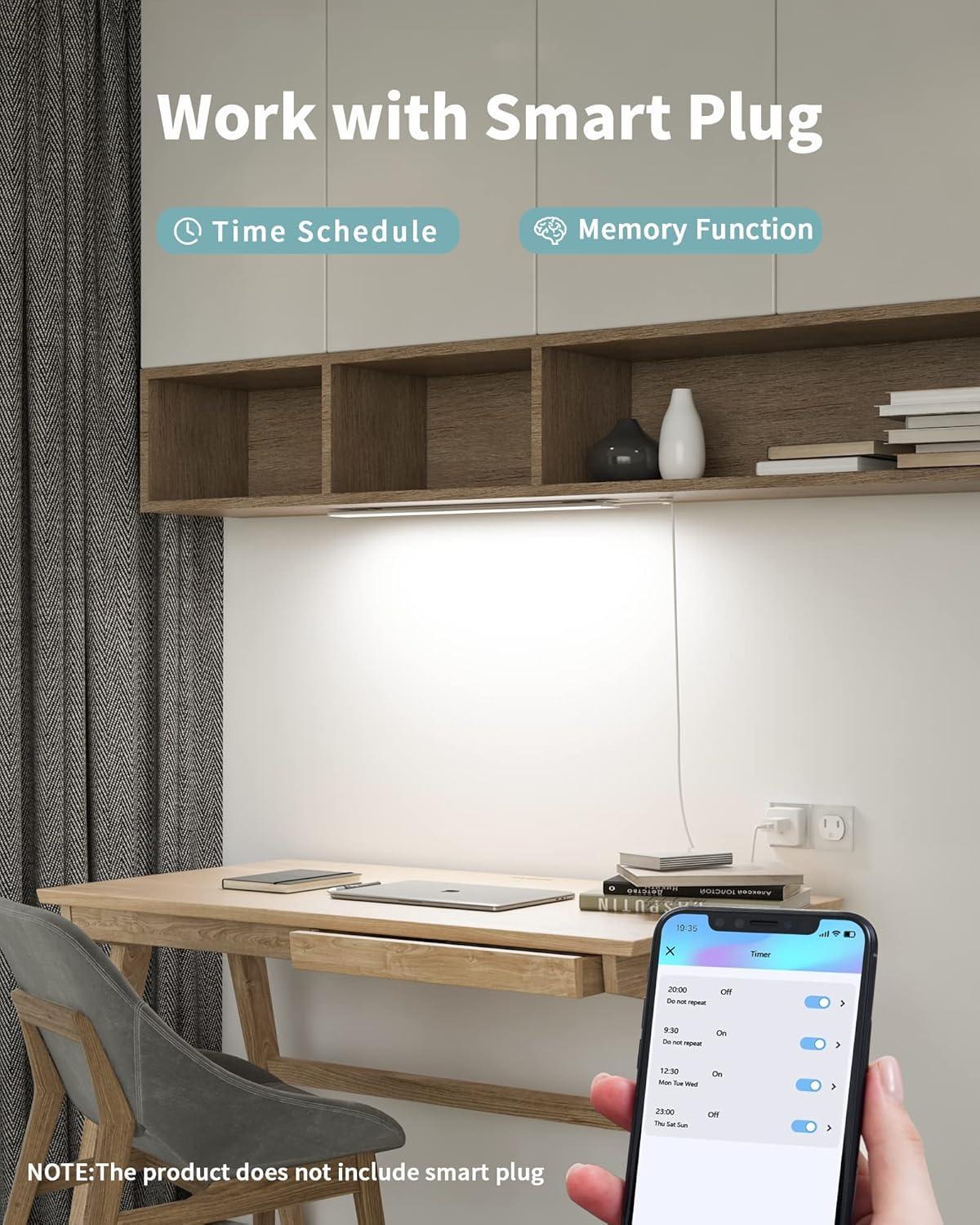 ASOKO Dimmable LED Cabinet Lighting with Touch Activated, LED Closet Light Bar for Kitchen, Shelf and Showcase Lighting, DC5V UL Listed Plug, USB Powered (Cold White 6000K, 12 INCH)