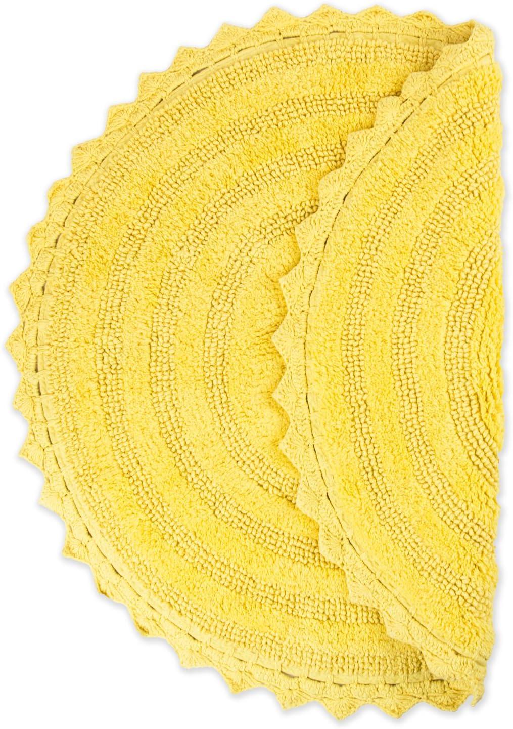 Yellow Round Crochet Bath Mat