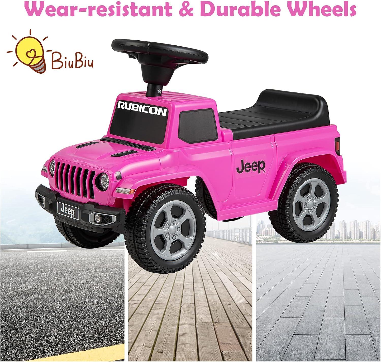 Pink Licensed Jeep Ride-On Push Car with Engine Sound