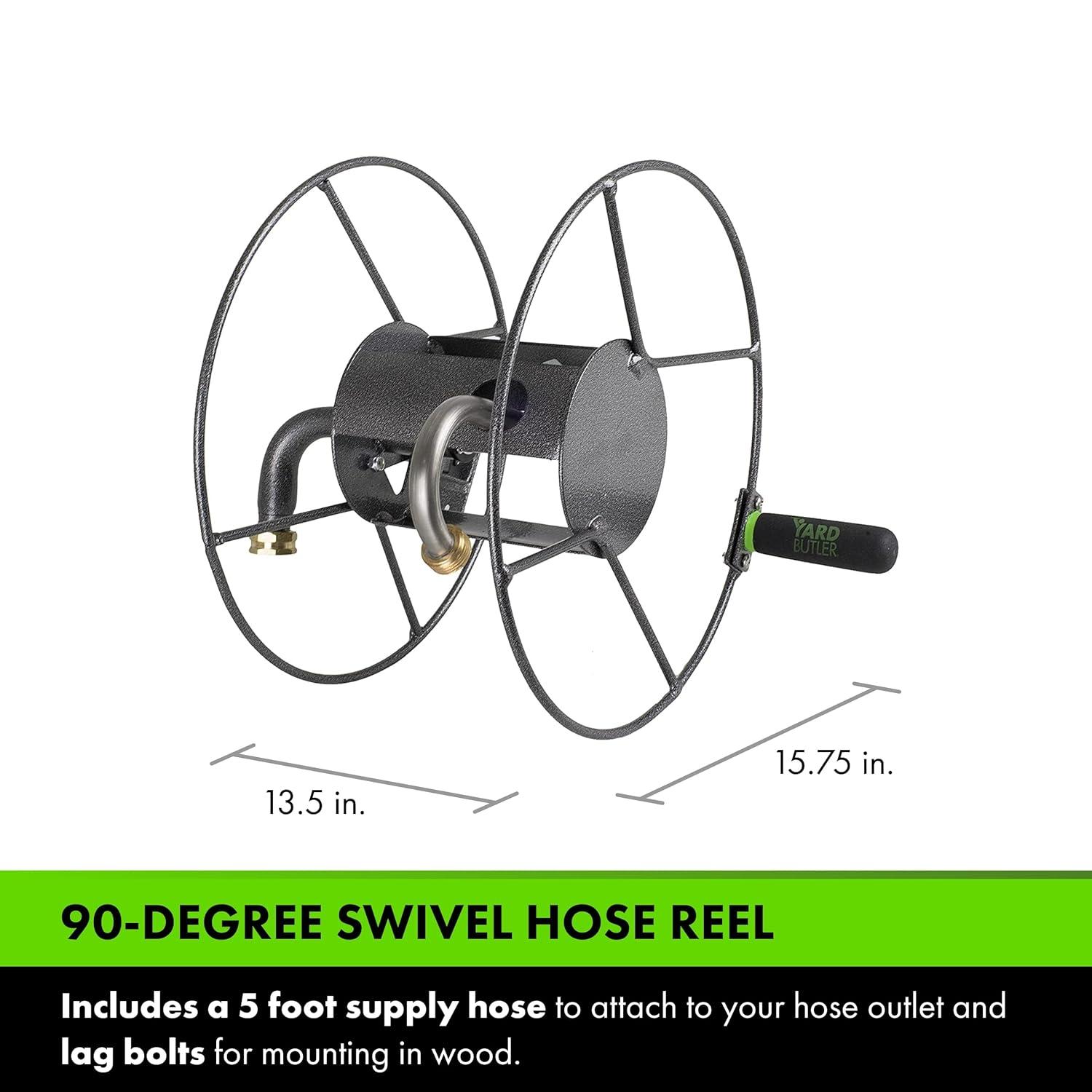 Yard Butler Yard Butler Mighty Reel Steel Wall Mounted Swivel Hose Reel - 75'