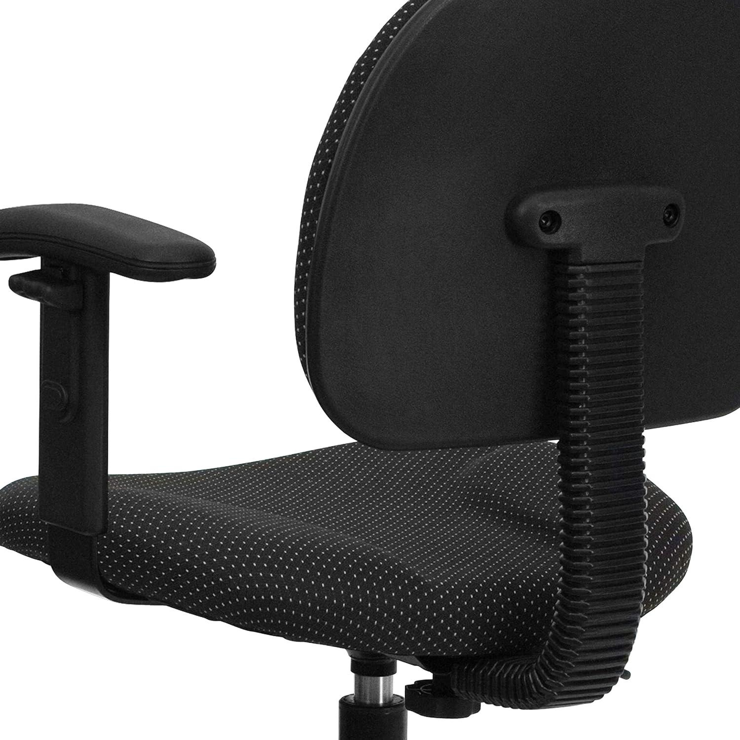 Flash Furniture Black Patterned Fabric Drafting Chair with Adjustable Arms (Cylinders: 22.5''-27''H or 26''-30.5''H)