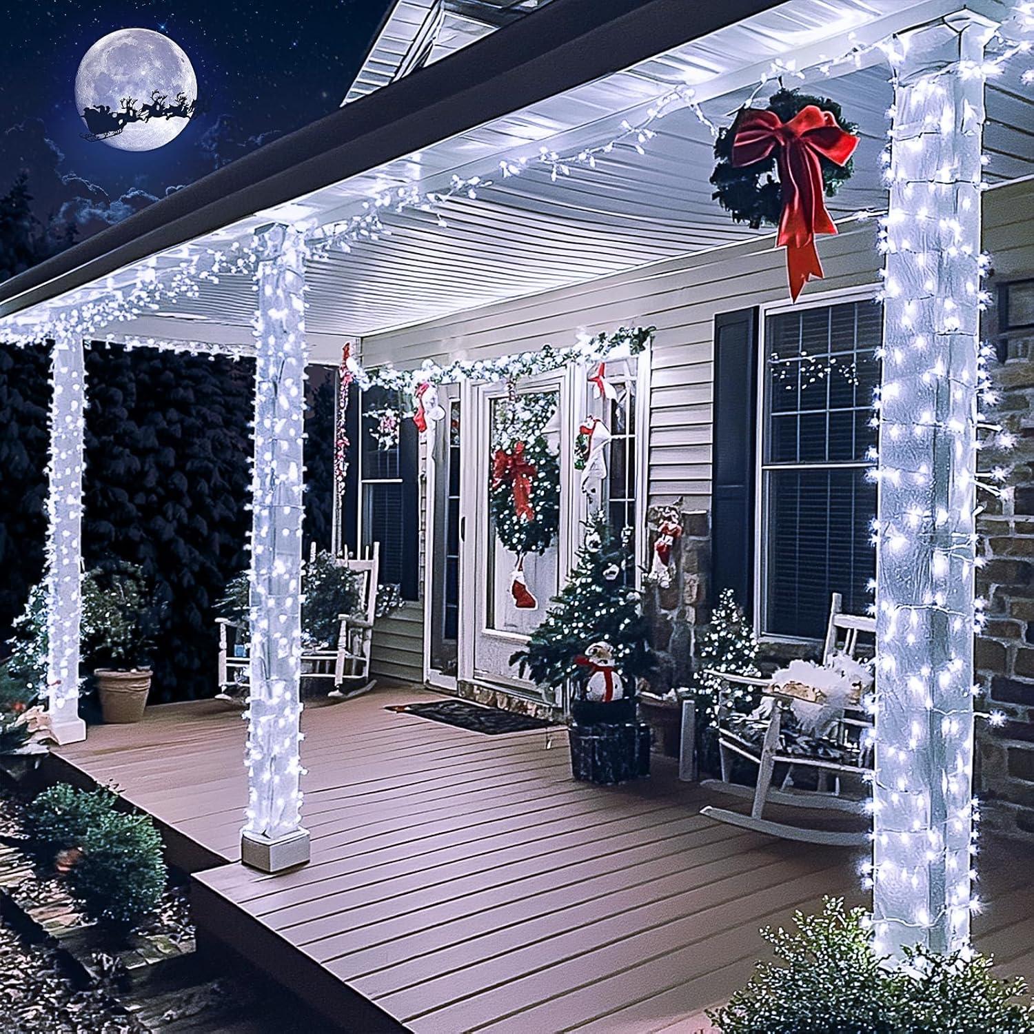 Sinhoon 100 LED Twinkle Fairy Light String 33 Feet 8 Modes White & Tail Plug Holiday Decoration