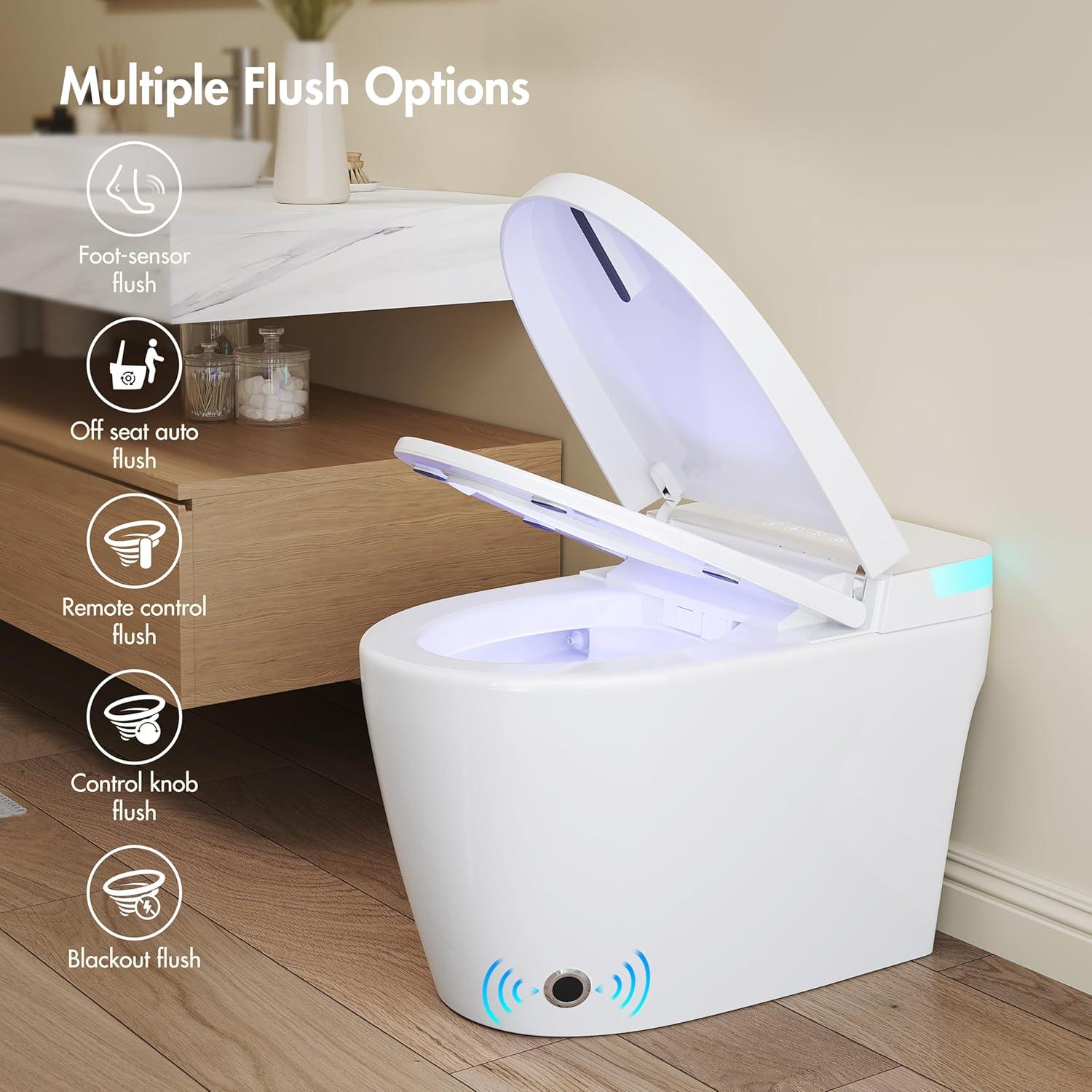 Eridanus White Vitreous China Smart Bidet Toilet with Heated Seat and Remote Control