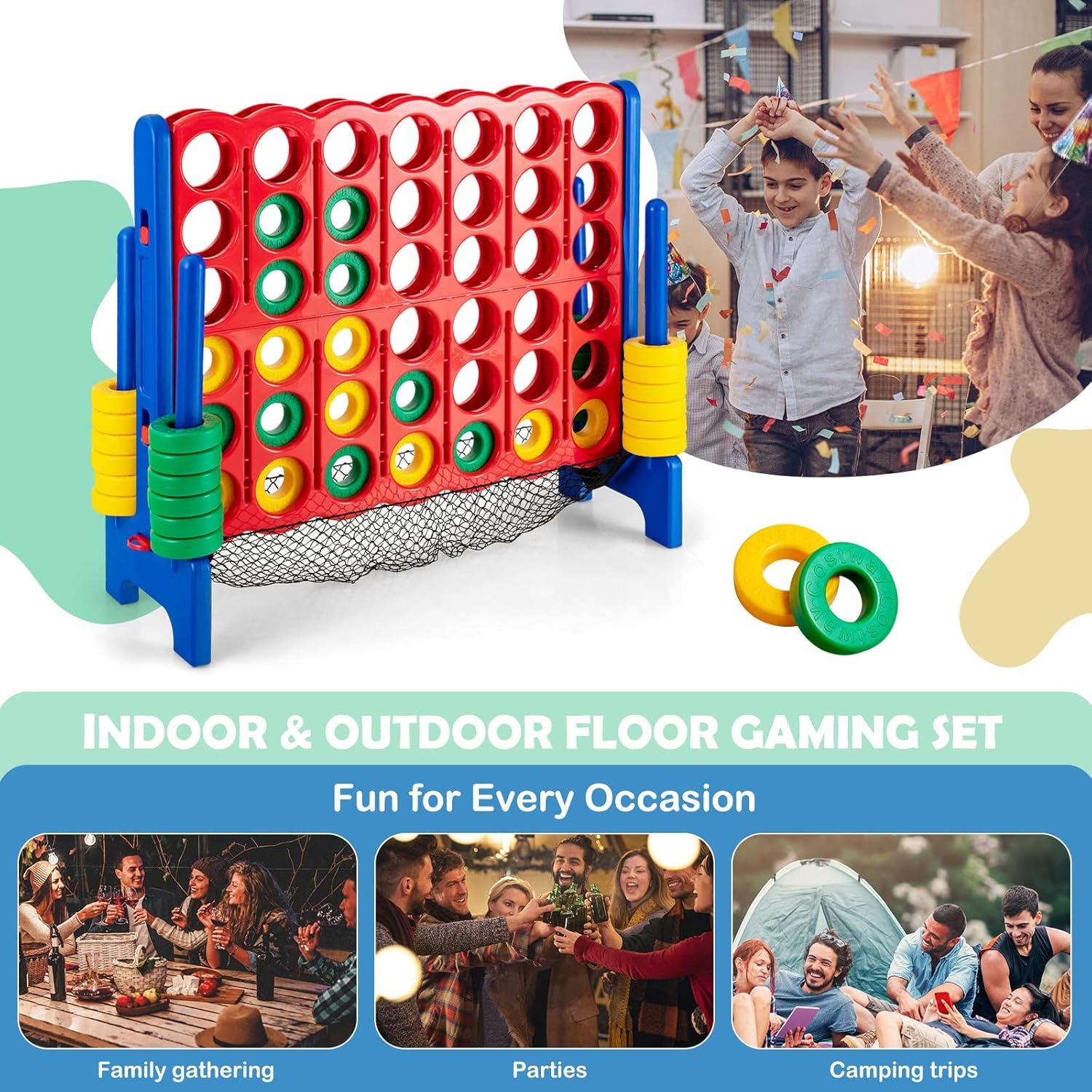 Costway 4-to-Score Giant Game Set 4-in-a-Row Connect Game W/Net Storage for Kids & Adult