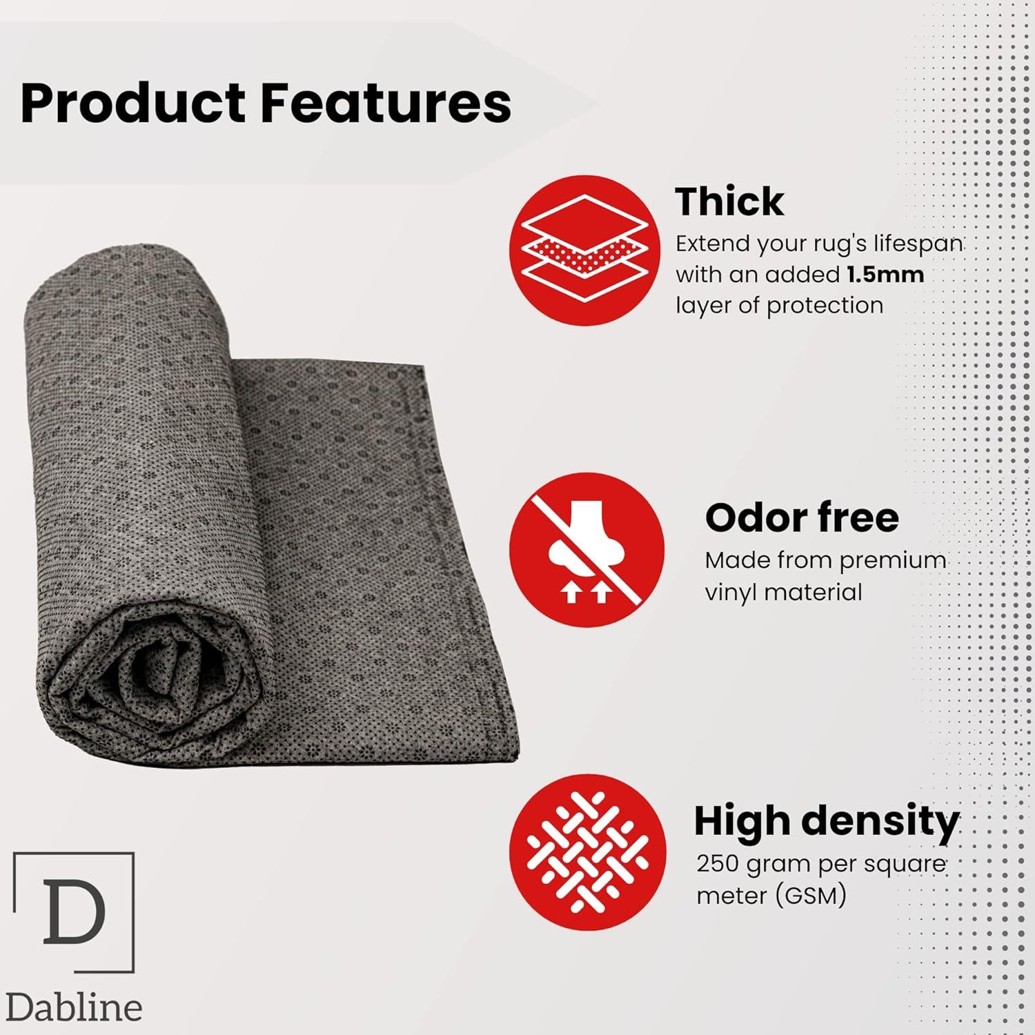 DABLINE 80" x 40" Non Slip Rug Pad for Tufting and Rug Making, Thick and Grippy Backing Fabric