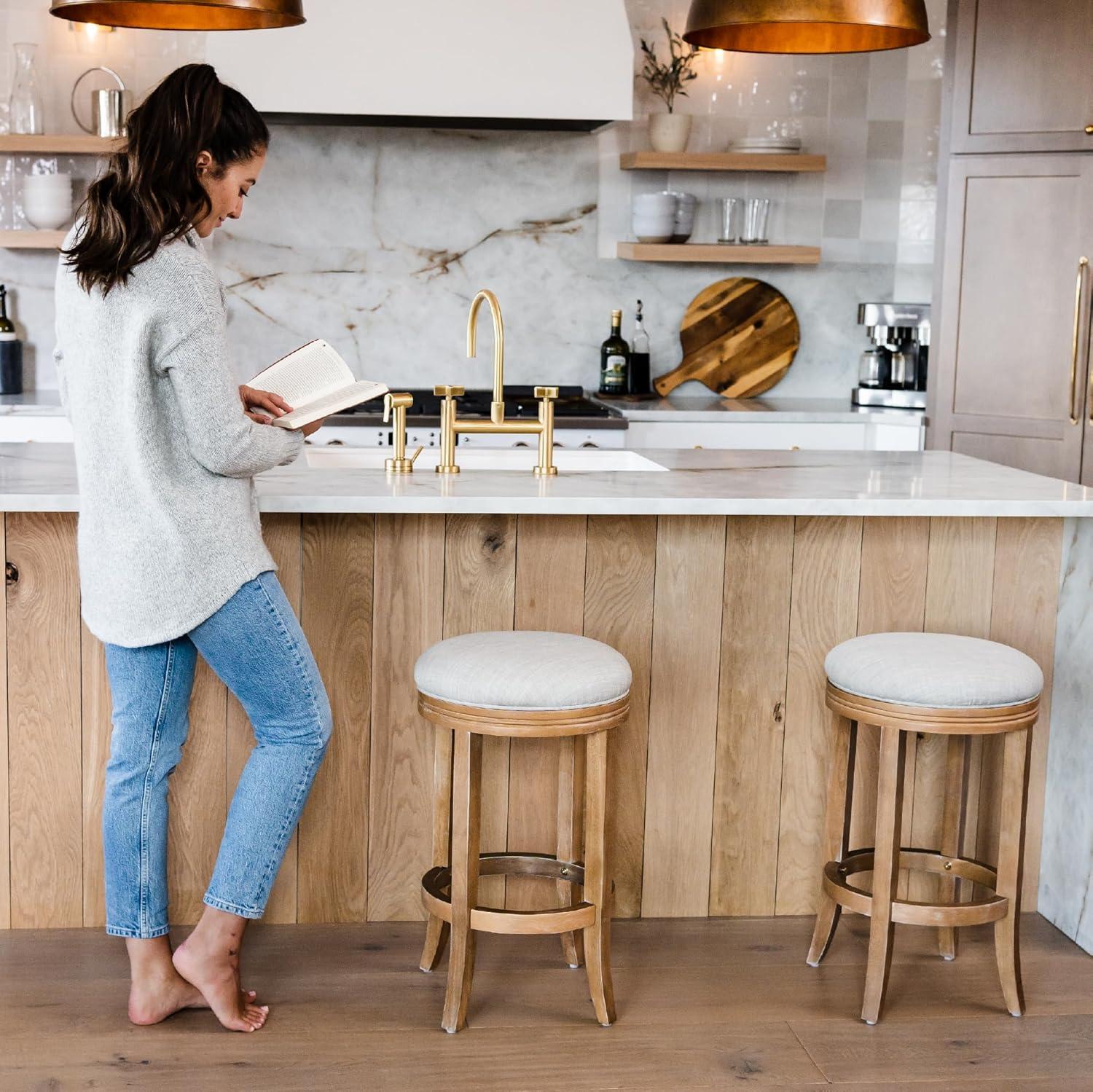 Maven Lane Maven Lane Eva Stool with Fabric Upholstery