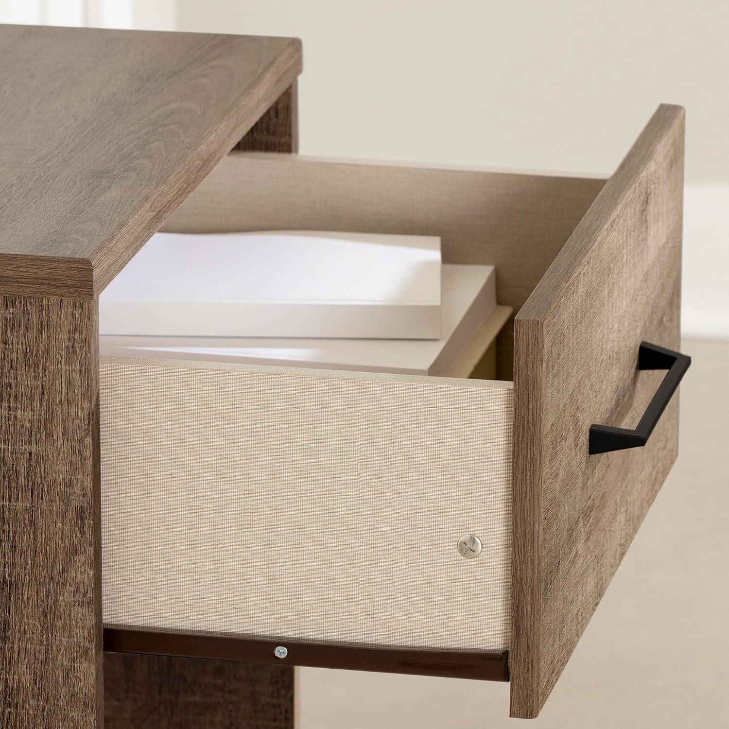 Arlen 1-Drawer Nightstand Weathered Oak and Matte Black