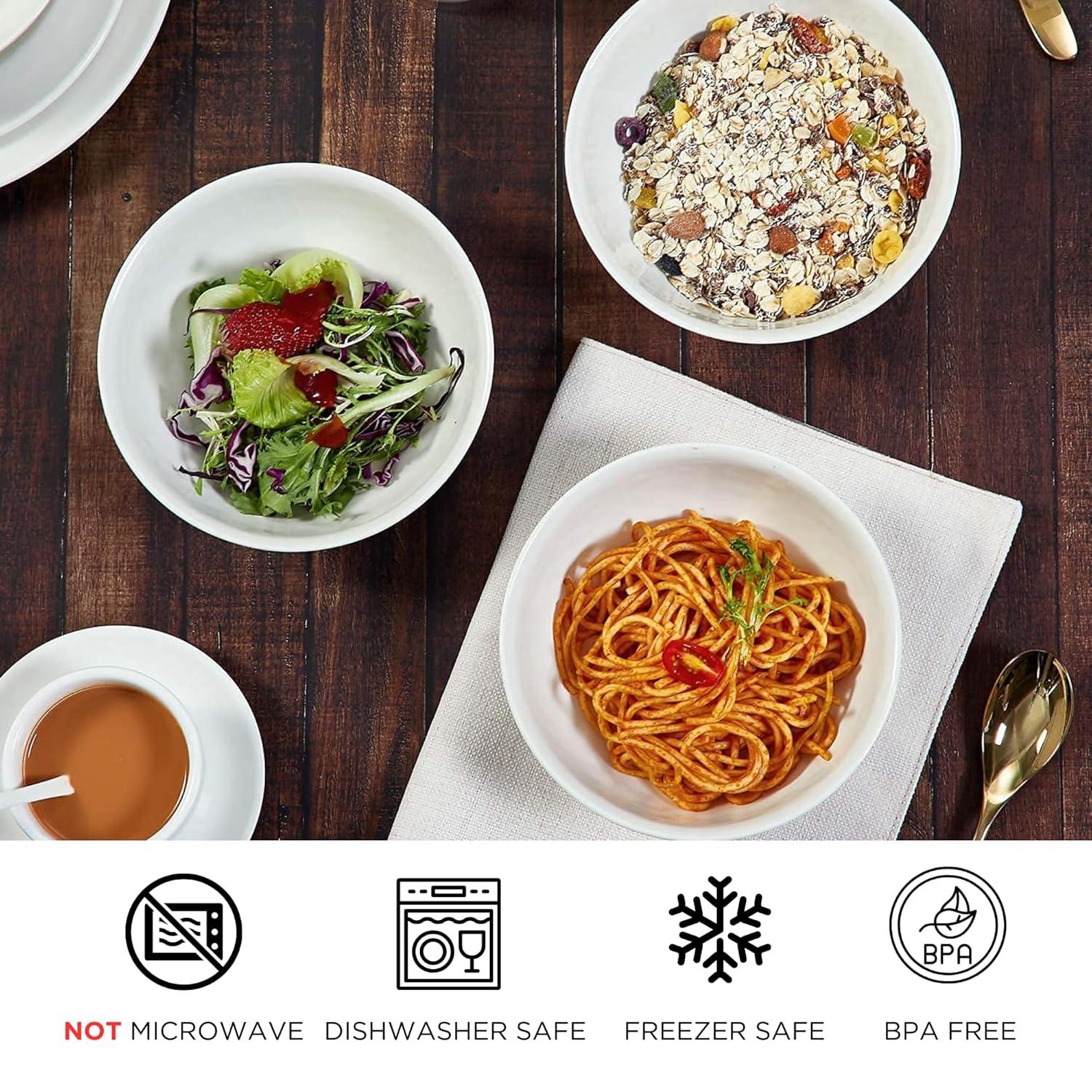 TP 18-Piece Dinnerware Set, Melamine Dishes Set with Bowls and Plates, Service for 6, Non-breakable Lightweight Dining Tableware, Ivory