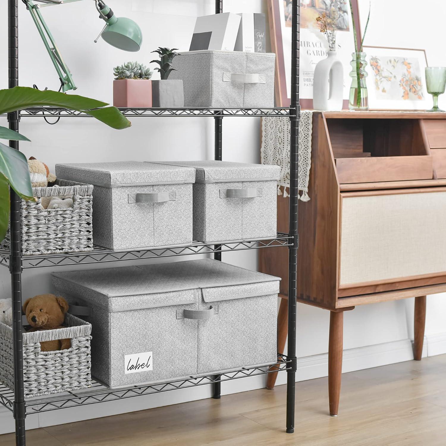 GRANNY SAYS Fabric Storage Bin with Lid, Decorative Storage Box, Extra Large Storage Baskets, Closet Organizer, Gray, 1-Pack