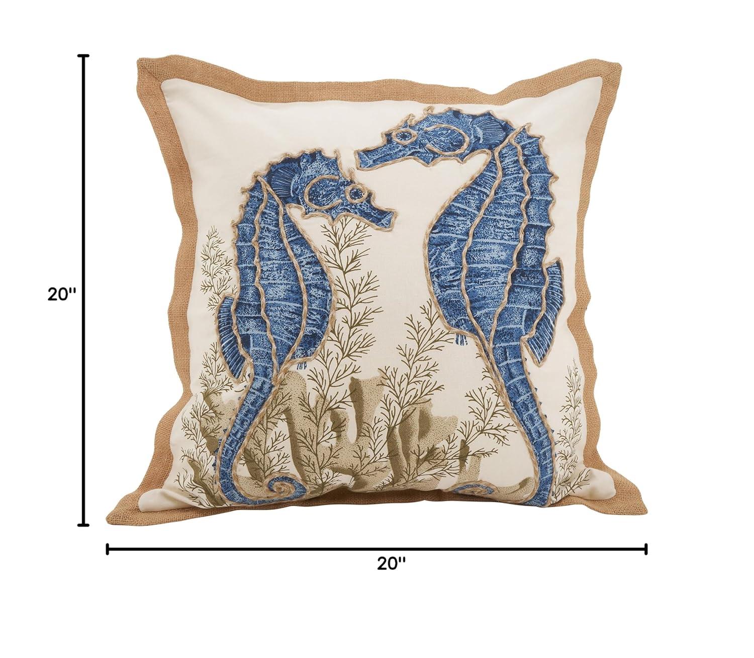 Saro Neptunian Collection Embroidered Cotton Throw Pillow