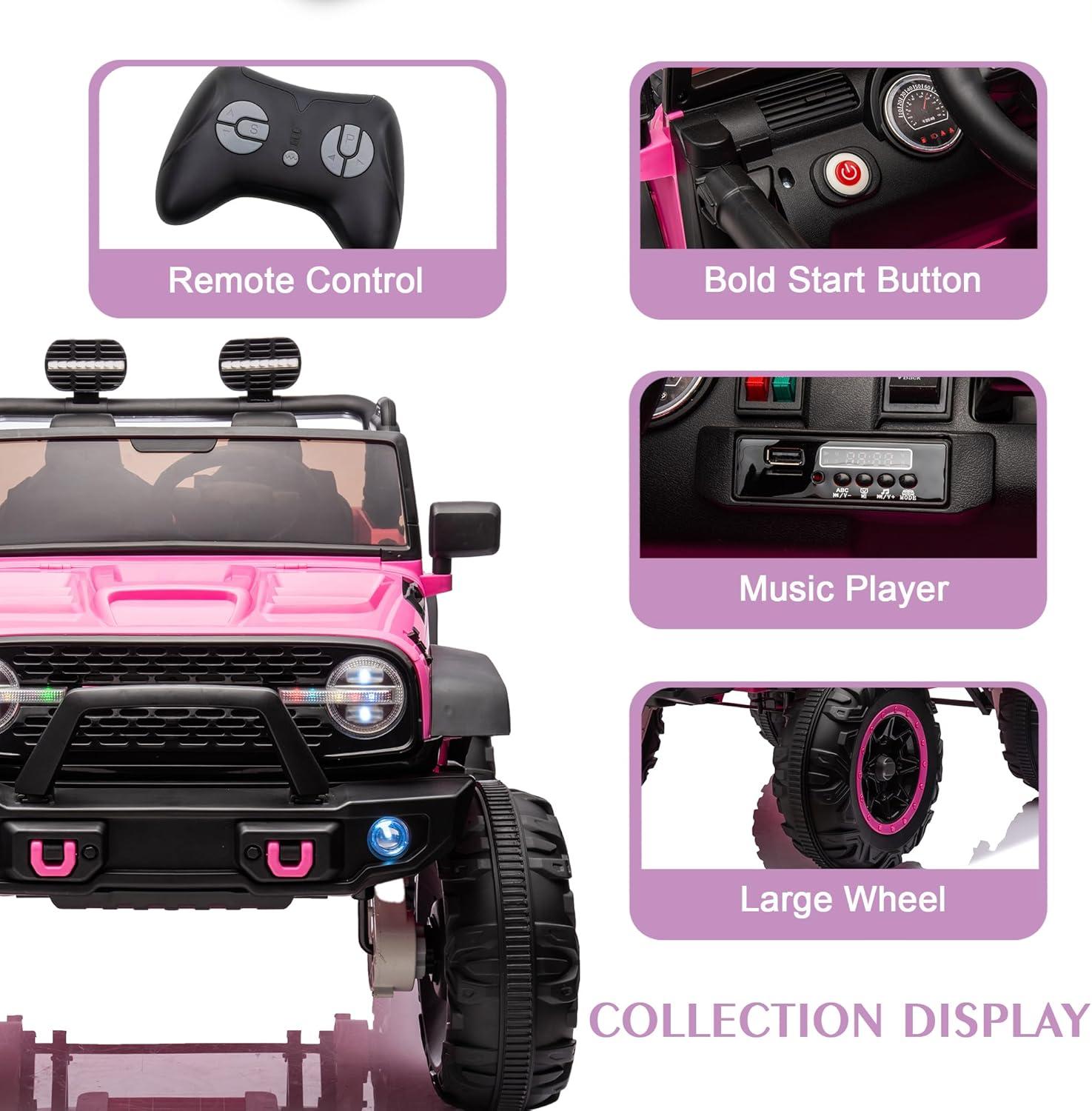 24V Pink 2-Seater Kids Ride-On SUV with Remote Control