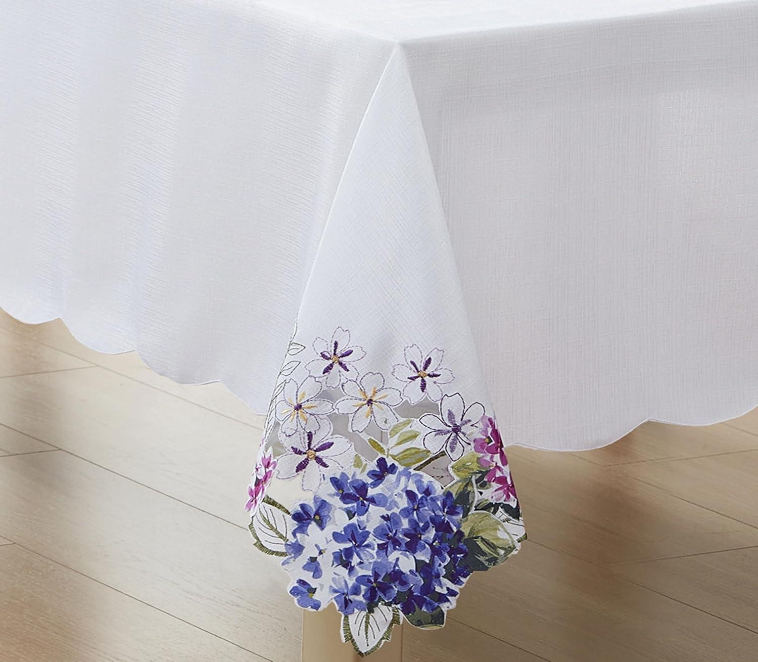 Spring Hydrangea Floral Cutwork Tablecloth - Multicolor - 60x102 - Elrene Home Fashions