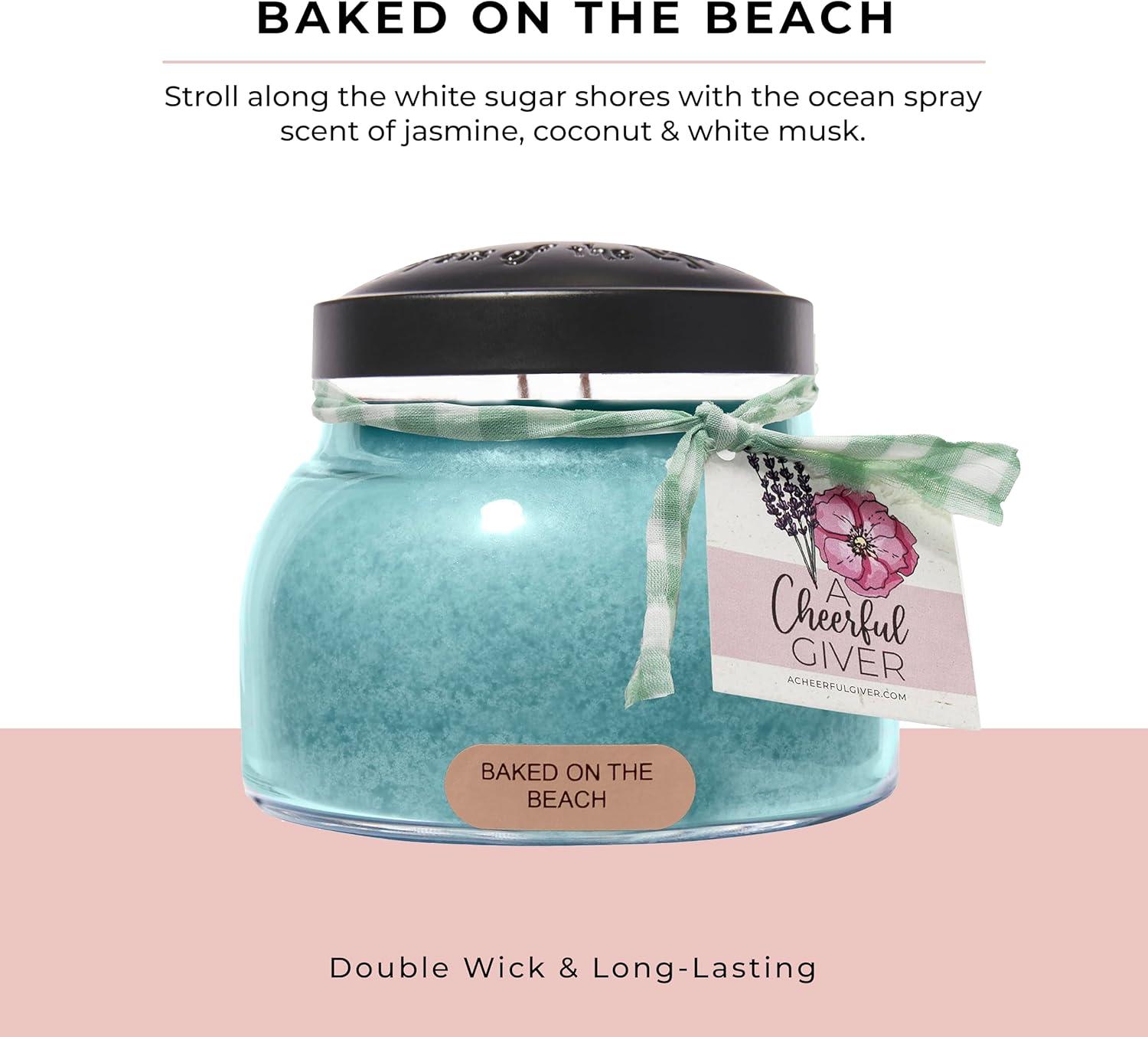 Baked on the Beach Blue Scented Candle with Black Lid