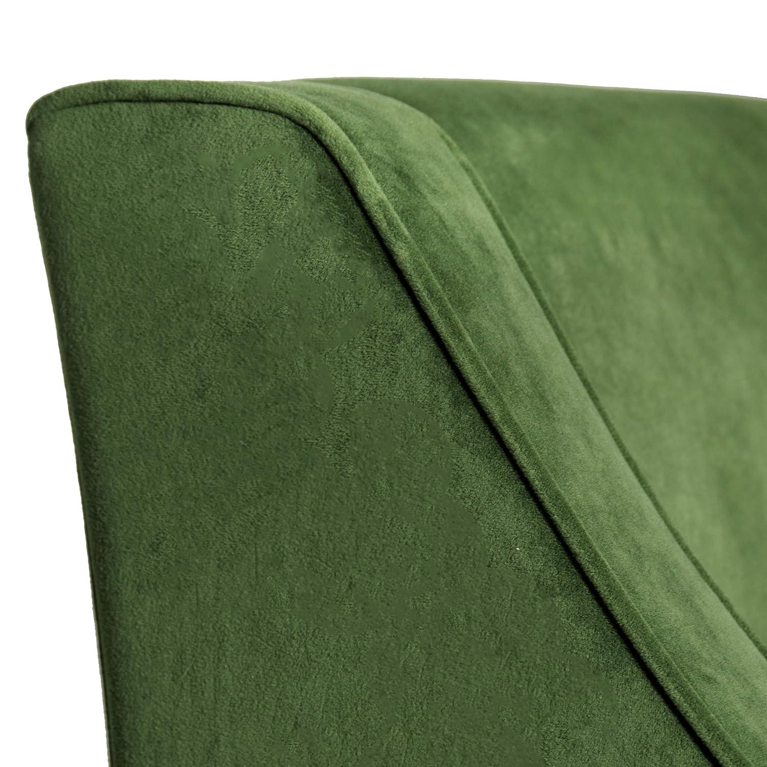 Velvet Swoop Armchair Forest Green - HomePop: Elegant Side Arms, Wood Legs, 250lb Capacity