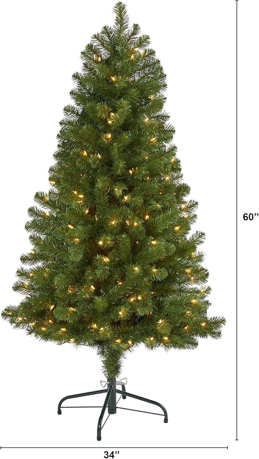 Nearly Natural 5-ft Virginia Fir Artificial Christmas Tree with 200 Clear Lights and 379 Bendable Branches